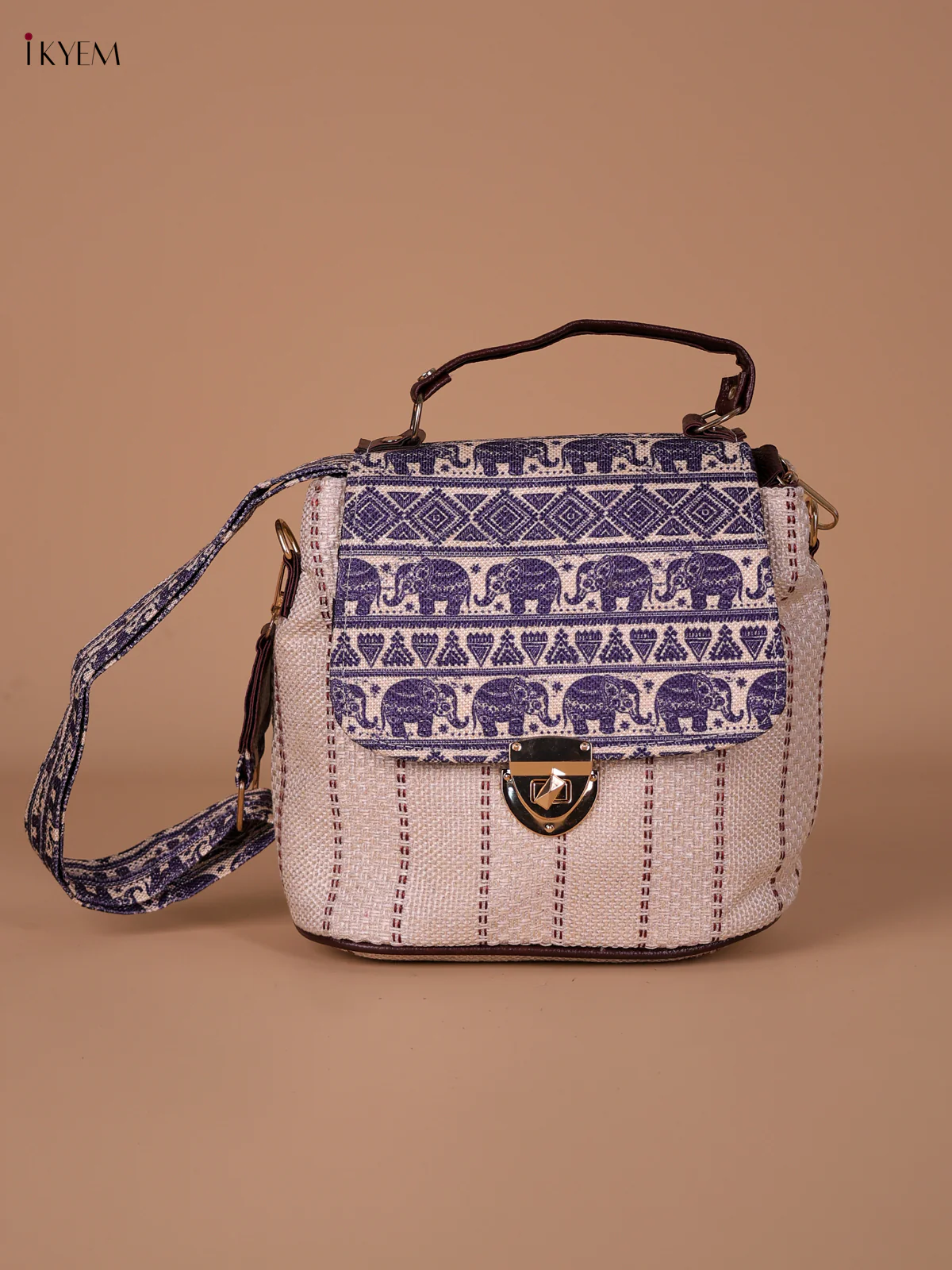 Printed Sling Bag - Cream & Blue