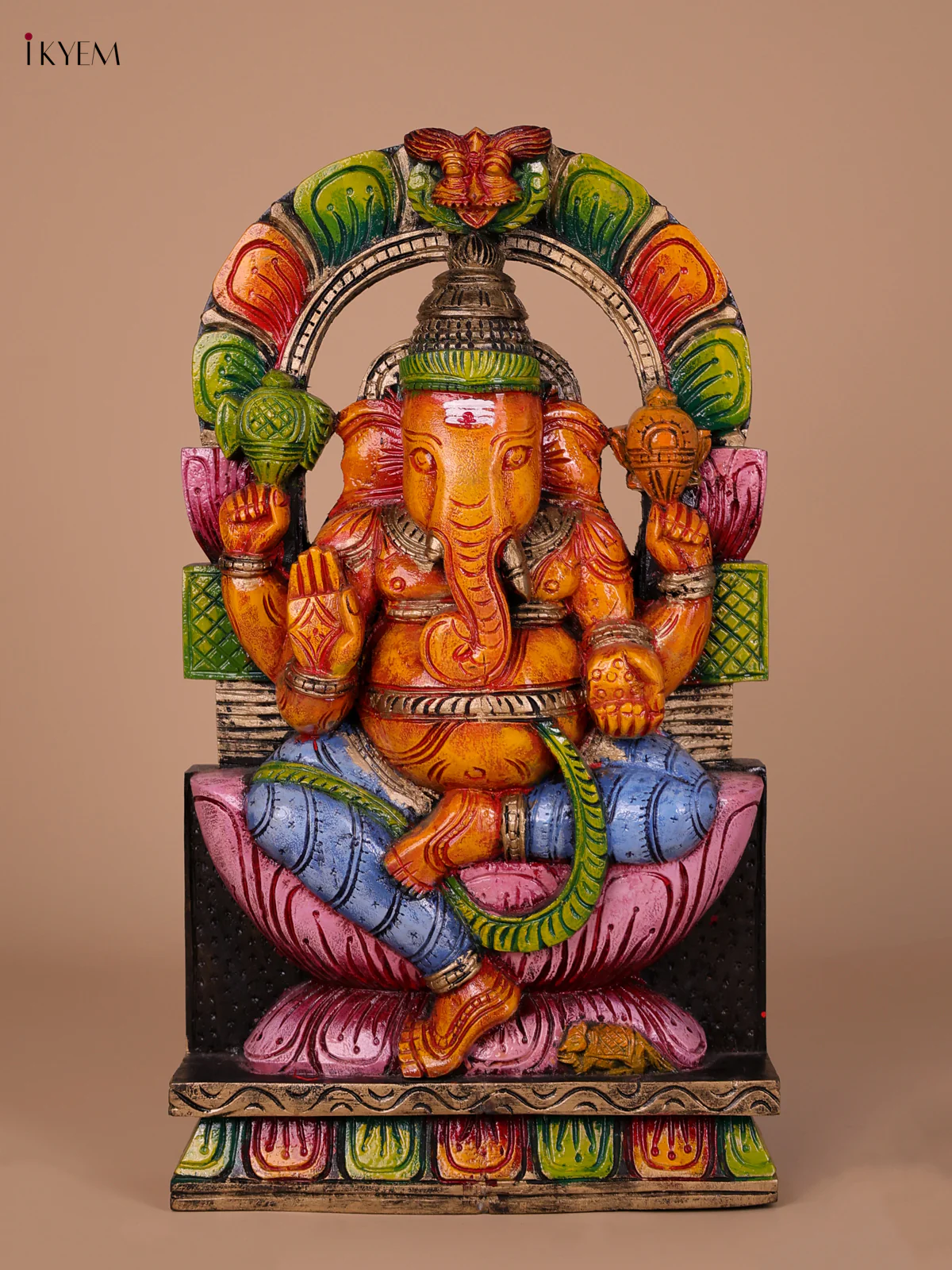 Wooden Handpainted Ganesha Statue-KED20002