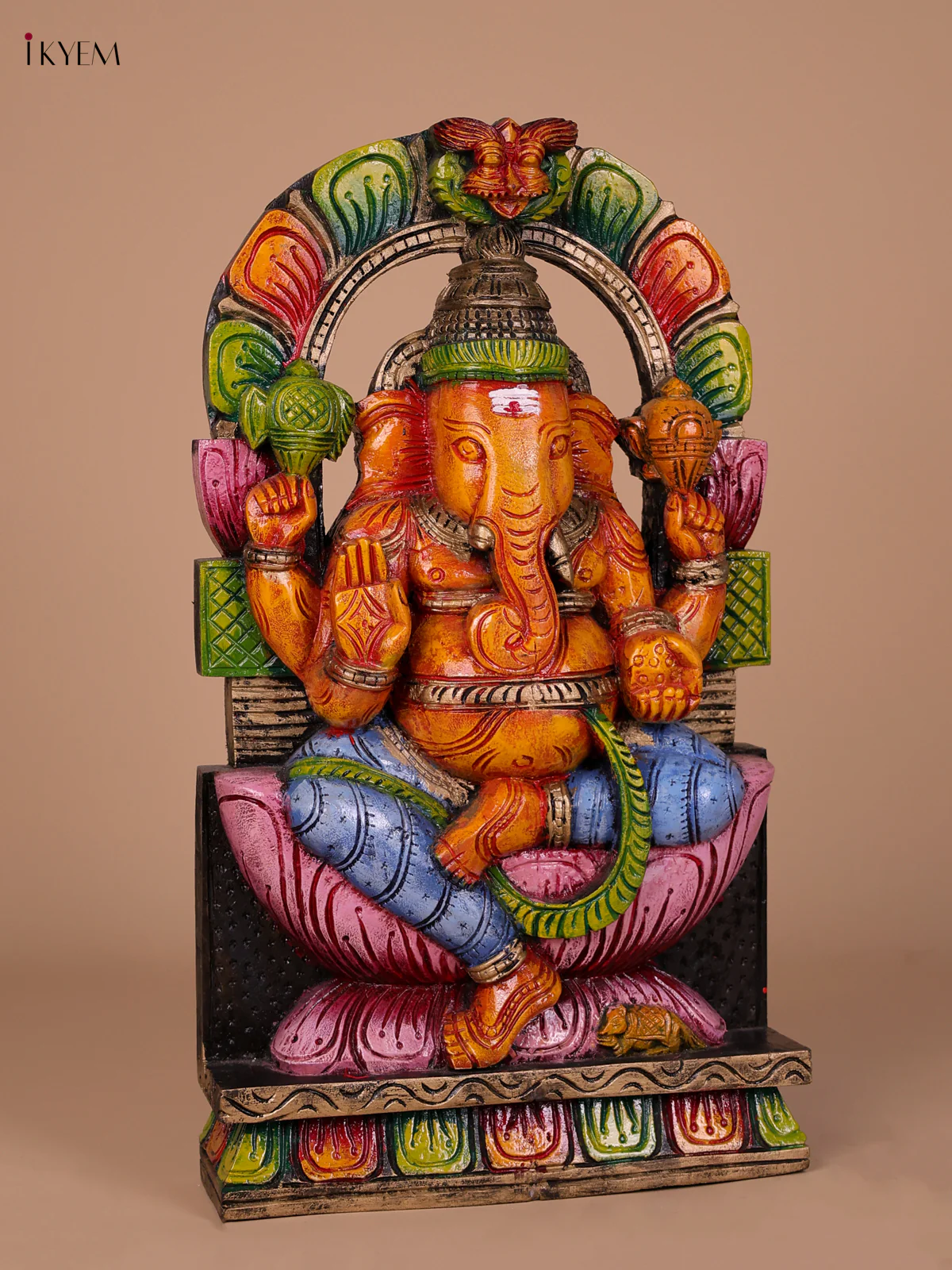 Wooden Handpainted Ganesha Statue-KED20002 - Image 2