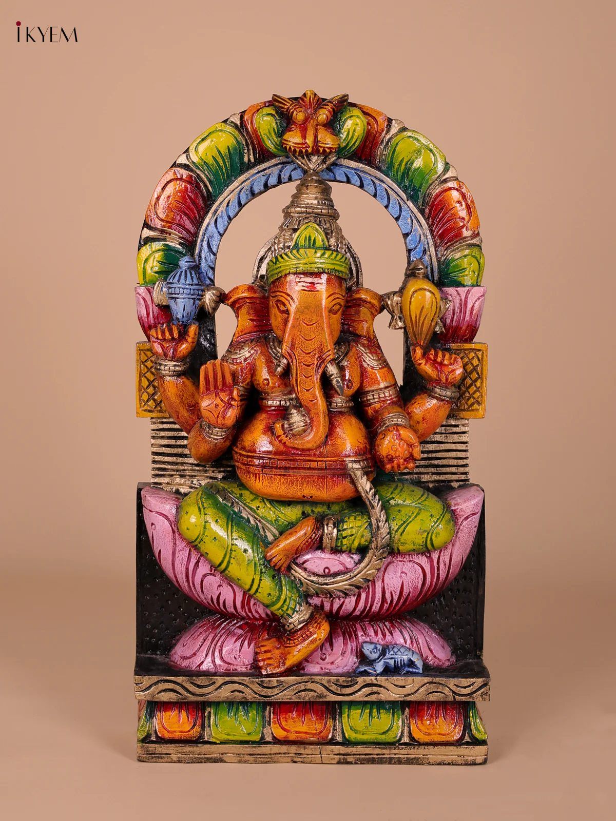 Wooden Handpainted Ganesha Statue-KED20003