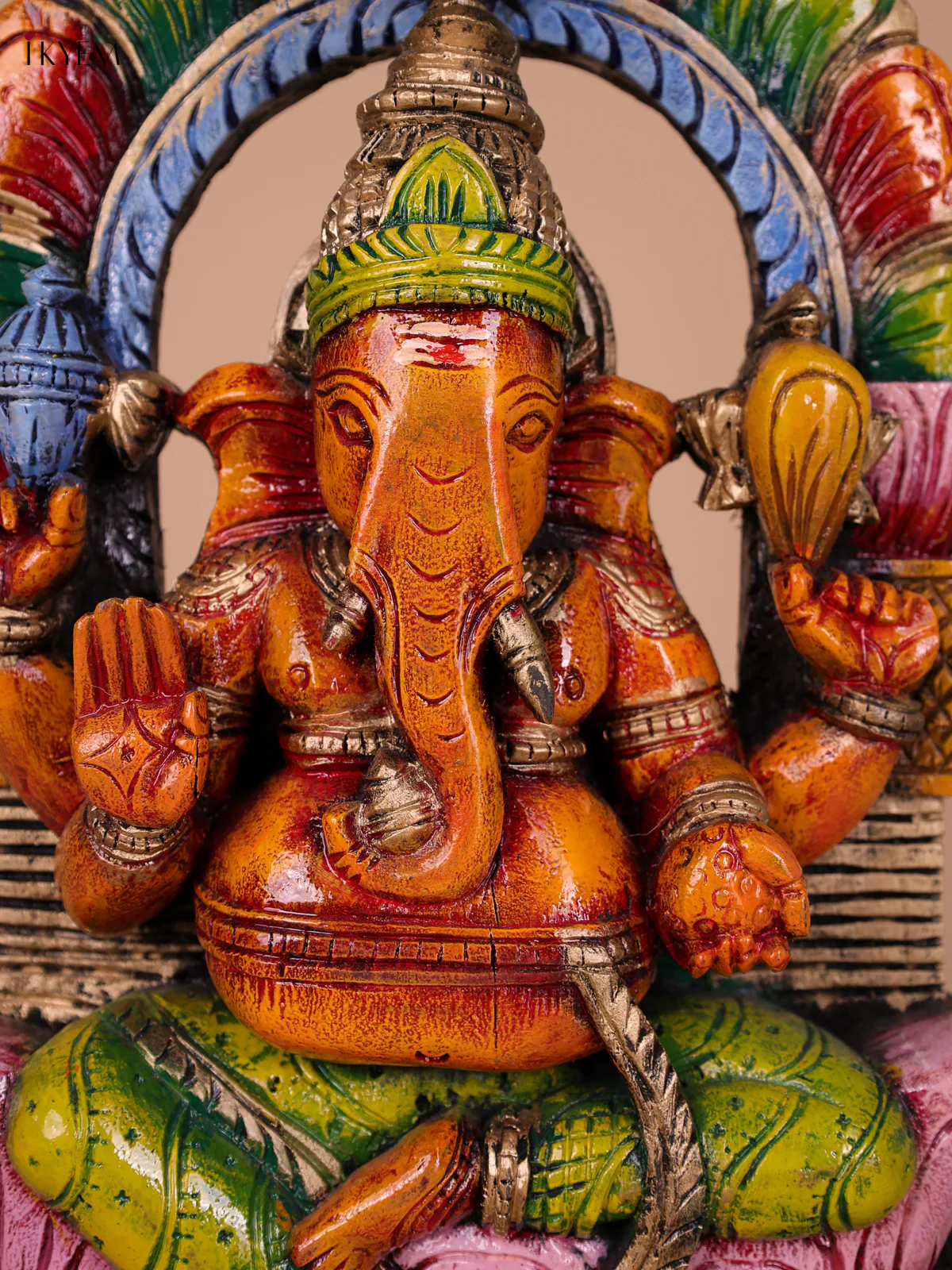 Wooden Handpainted Ganesha Statue-KED20003 - Image 2
