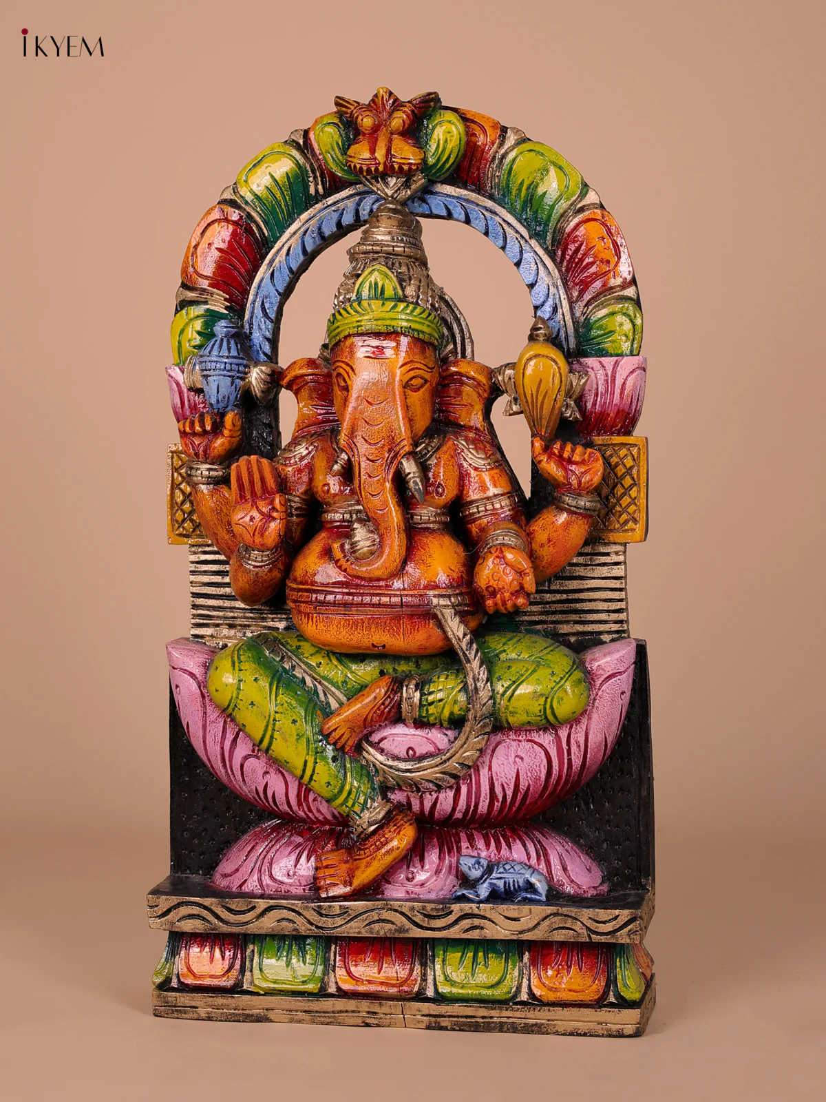 Wooden Handpainted Ganesha Statue-KED20003 - Image 3