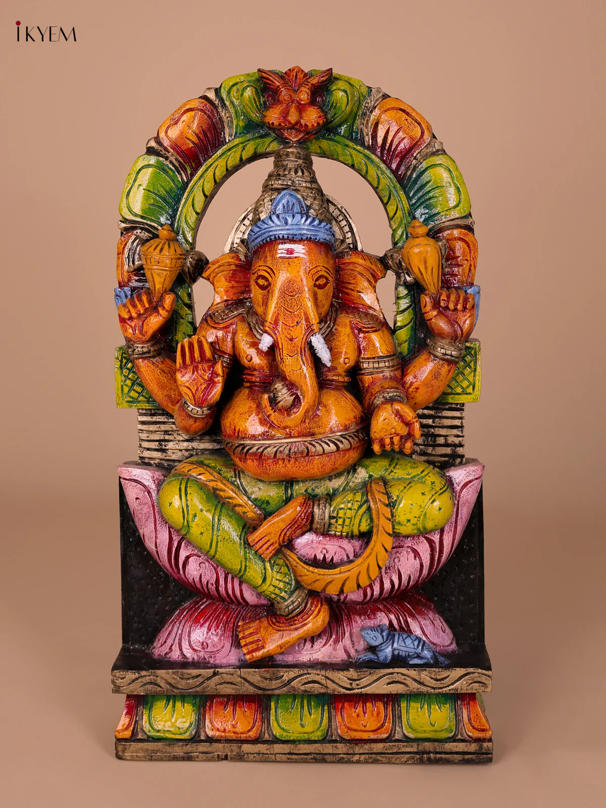Wooden Handpainted Ganesha Statue-KED20004