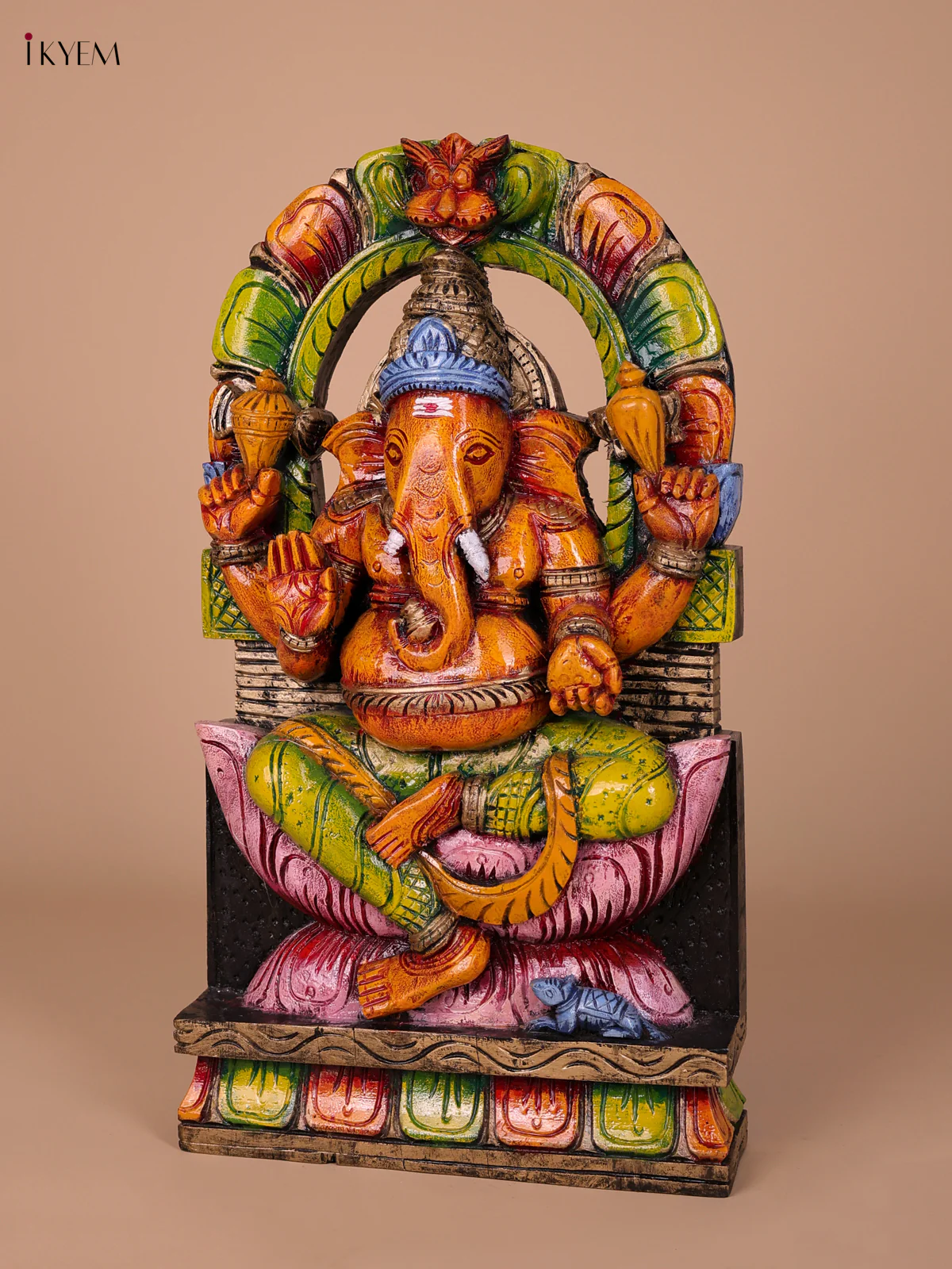 Wooden Handpainted Ganesha Statue-KED20004 - Image 2