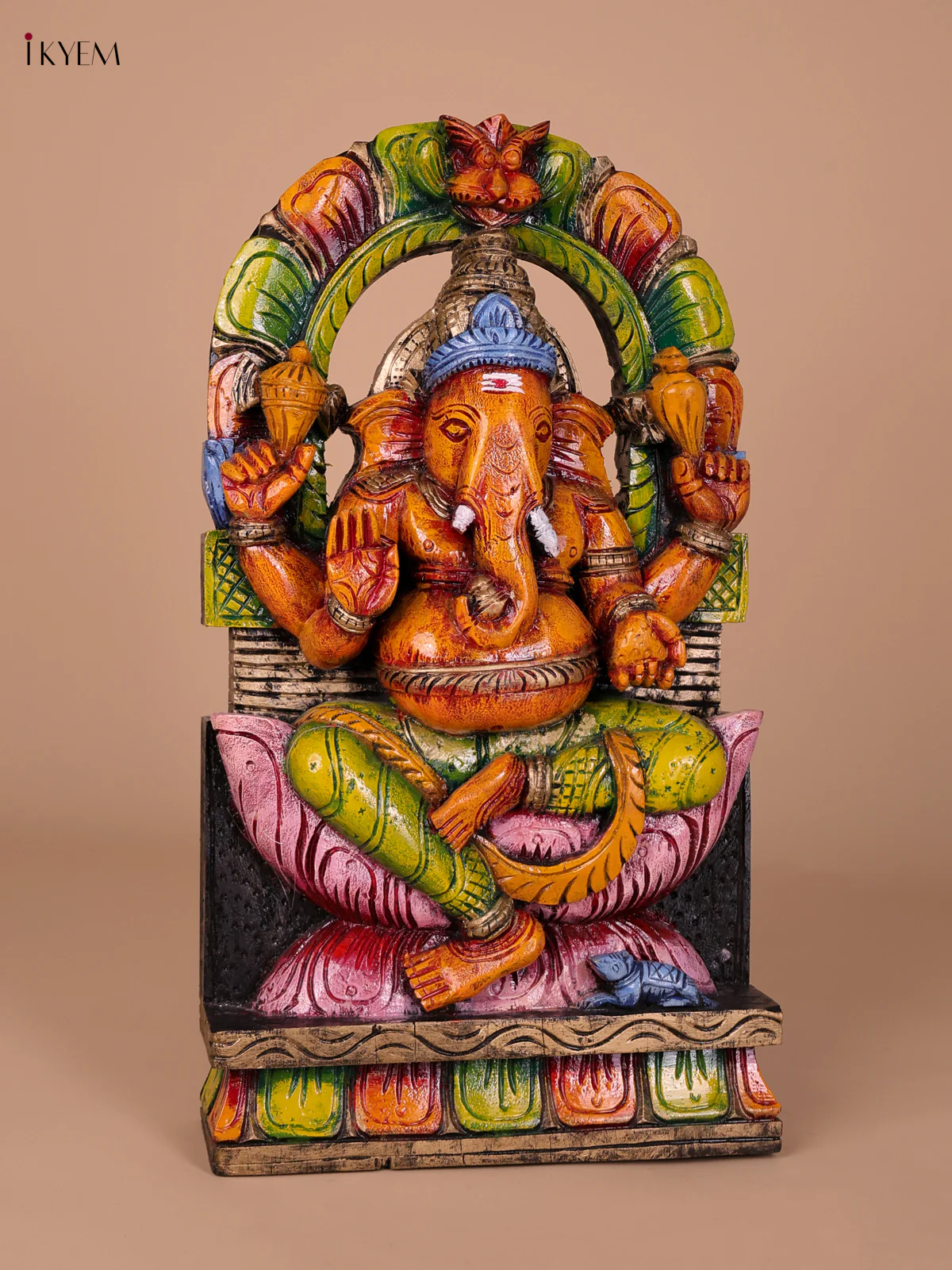 Wooden Handpainted Ganesha Statue-KED20004 - Image 3