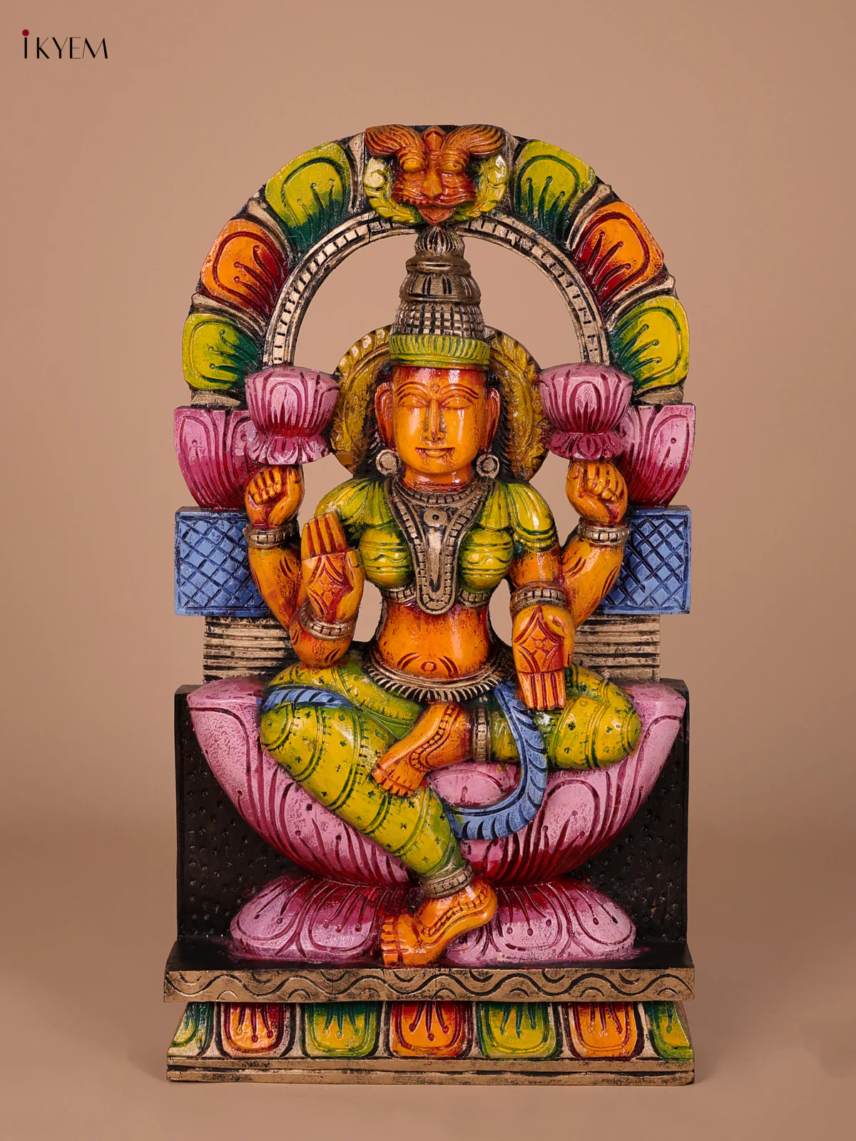 Wooden Handpainted Lakshmi Statue-KED20005