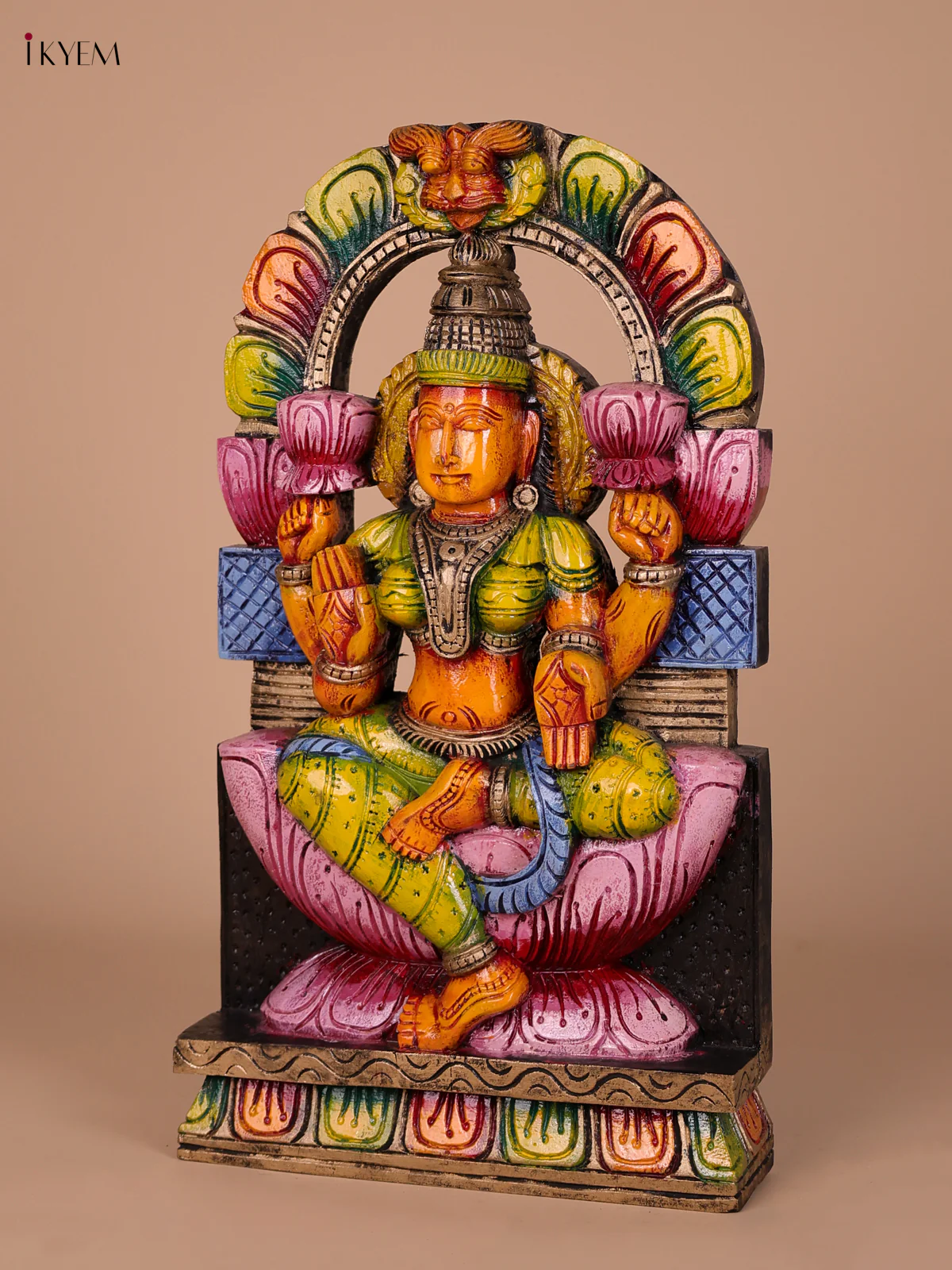 Wooden Handpainted Lakshmi Statue-KED20005 - Image 2