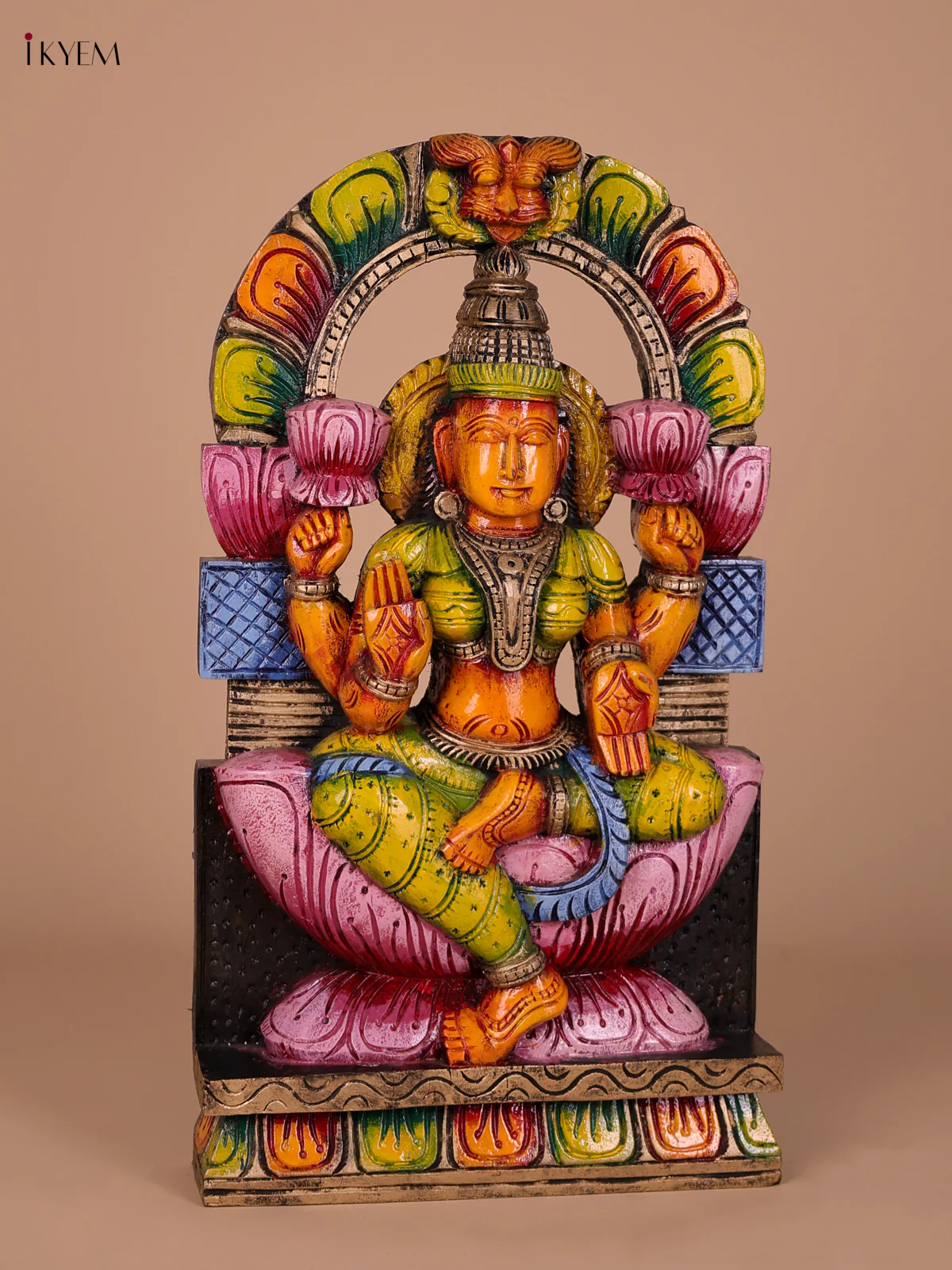 Wooden Handpainted Lakshmi Statue-KED20005 - Image 3