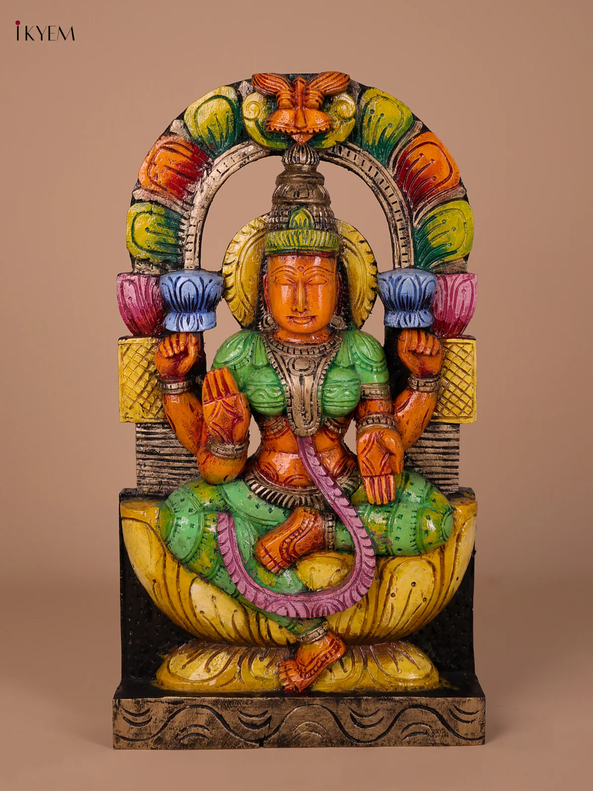 Wooden Handpainted Lakshmi Statue-KED20006