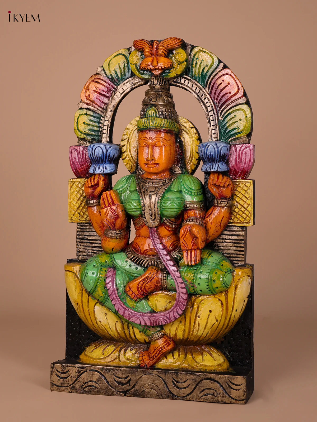 Wooden Handpainted Lakshmi Statue-KED20006 - Image 2