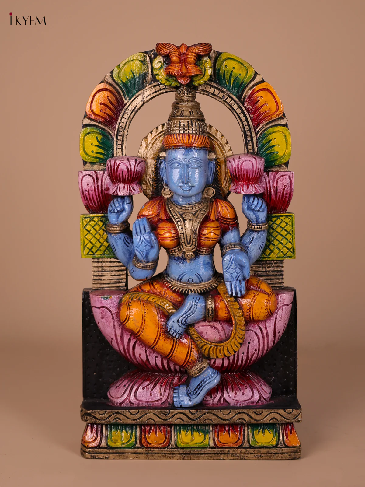 Wooden Handpainted Lakshmi Statue-KED20007