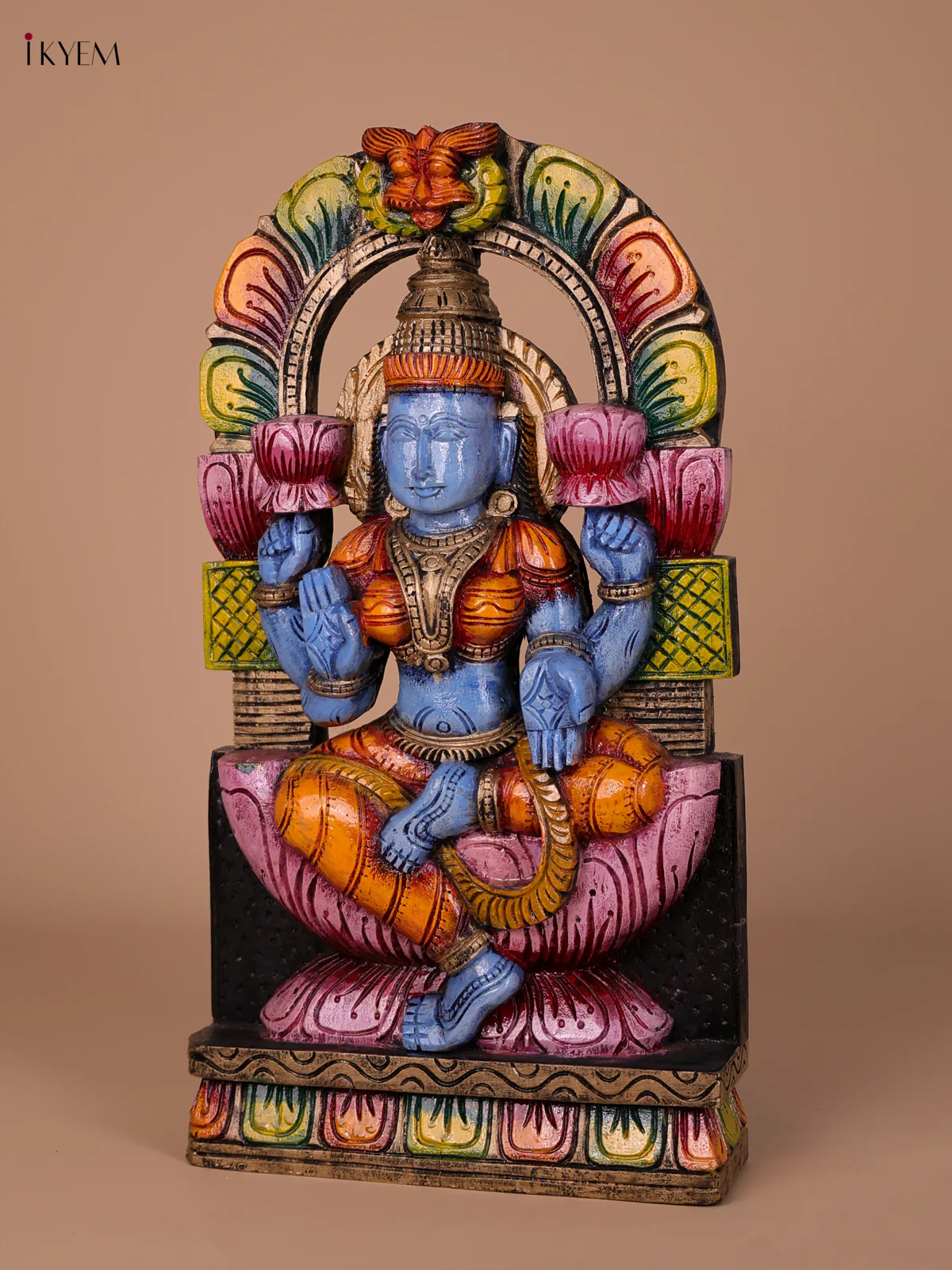 Wooden Handpainted Lakshmi Statue-KED20007 - Image 2