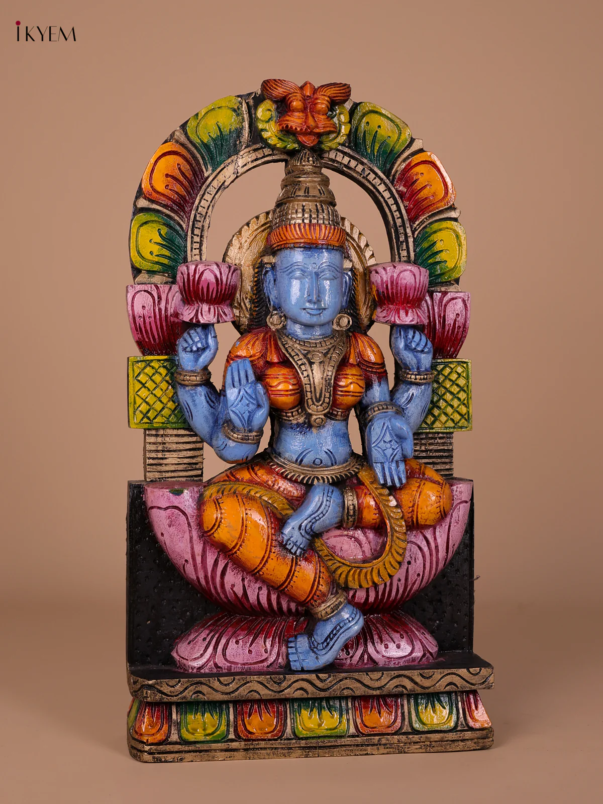 Wooden Handpainted Lakshmi Statue-KED20007 - Image 3