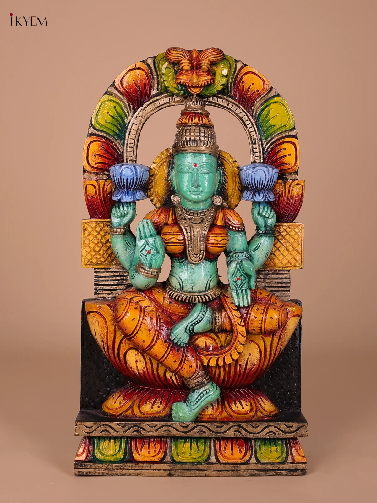 Wooden Handpainted Lakshmi Statue-KED20008