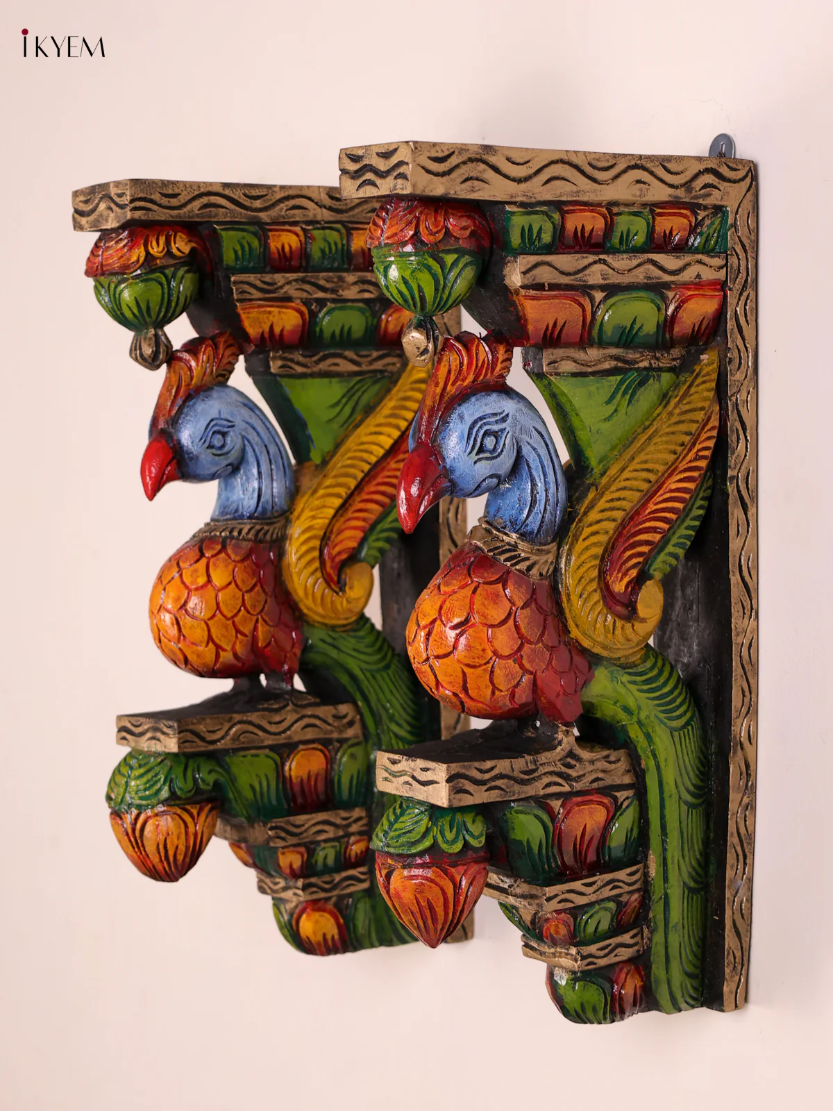 Wooden Handpainted Wall Brakets Set of - 2-KED20012 - Image 3