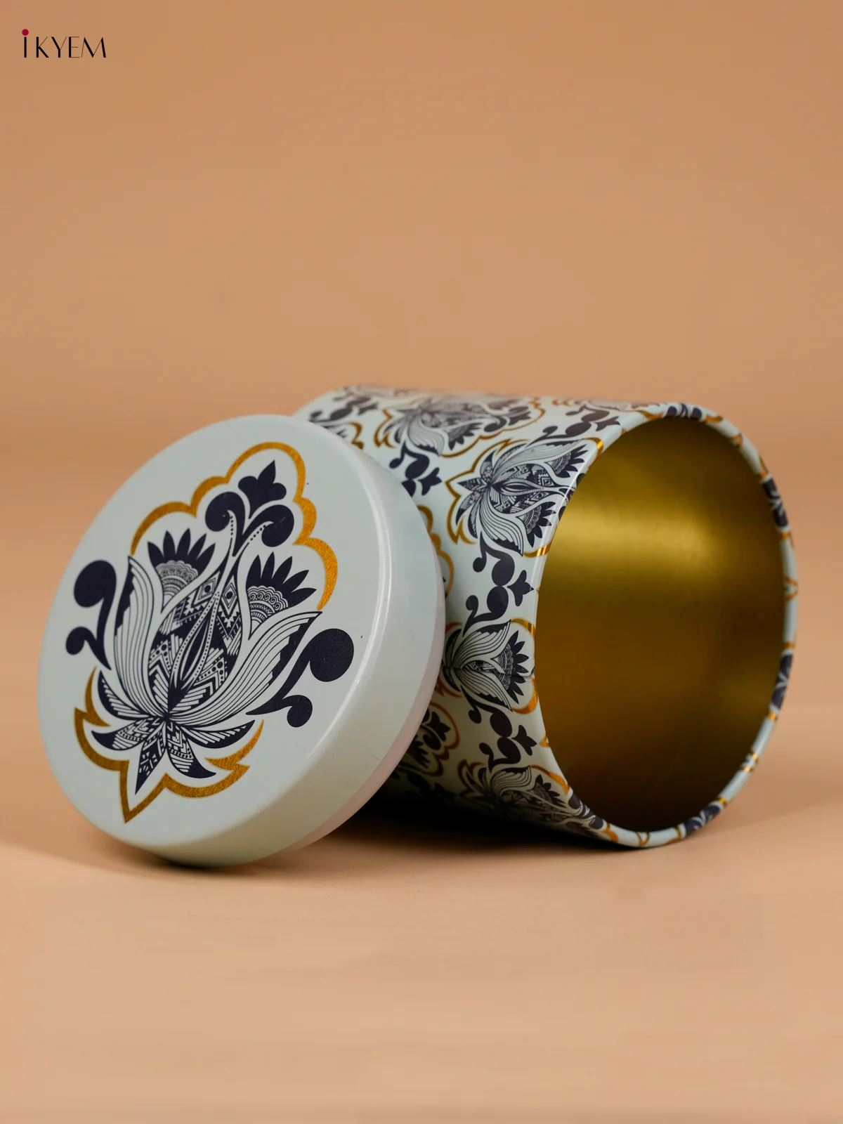 Digital Printed Dry Fruit Tin Jar Round - Lotus 3.8 Inch-KED21013 - Image 2