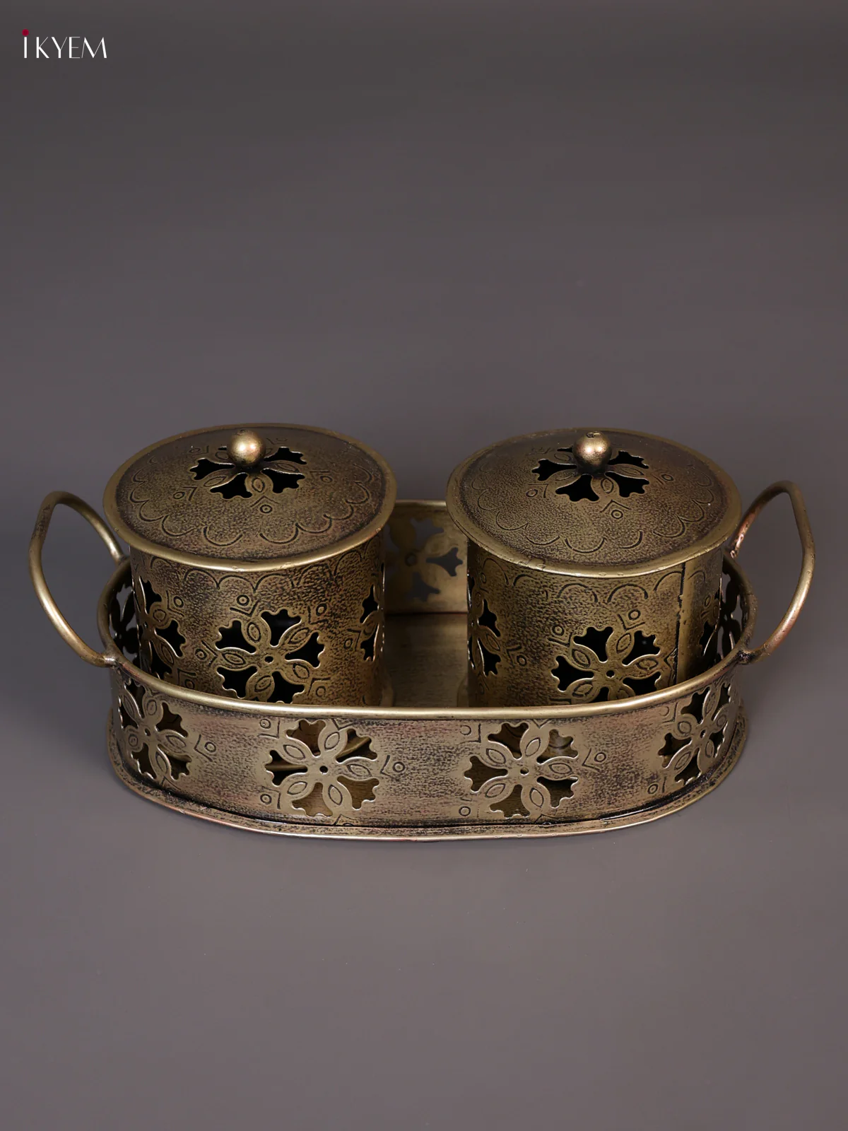 Metal Flower Oval Tray-KEE02006
