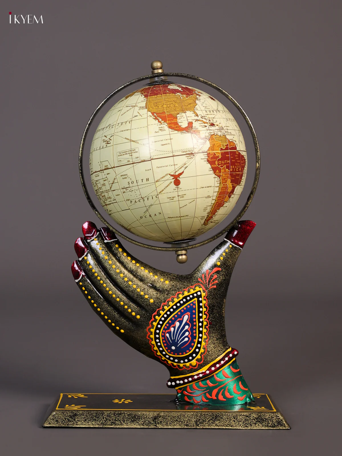 Metal Decorative Hand Globe-KEE02007