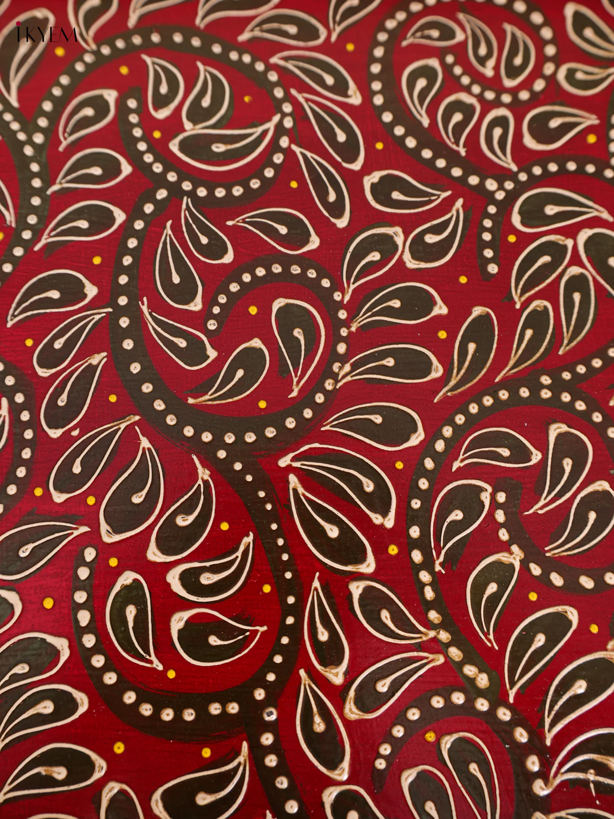 Wooden handpainted tray - Red - Big-KEE02015 - Image 2