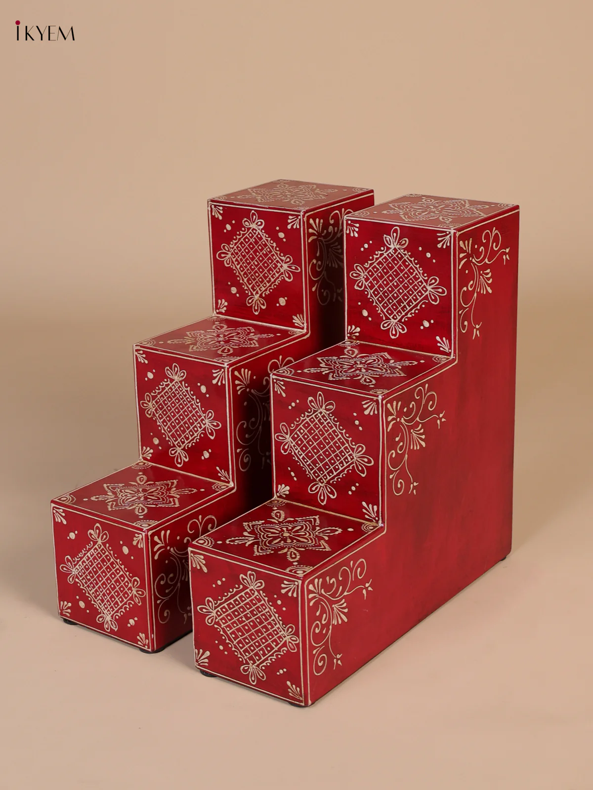 Wooden Handpainted 3 - Diya Padi - Red-KEE02022 - Image 2