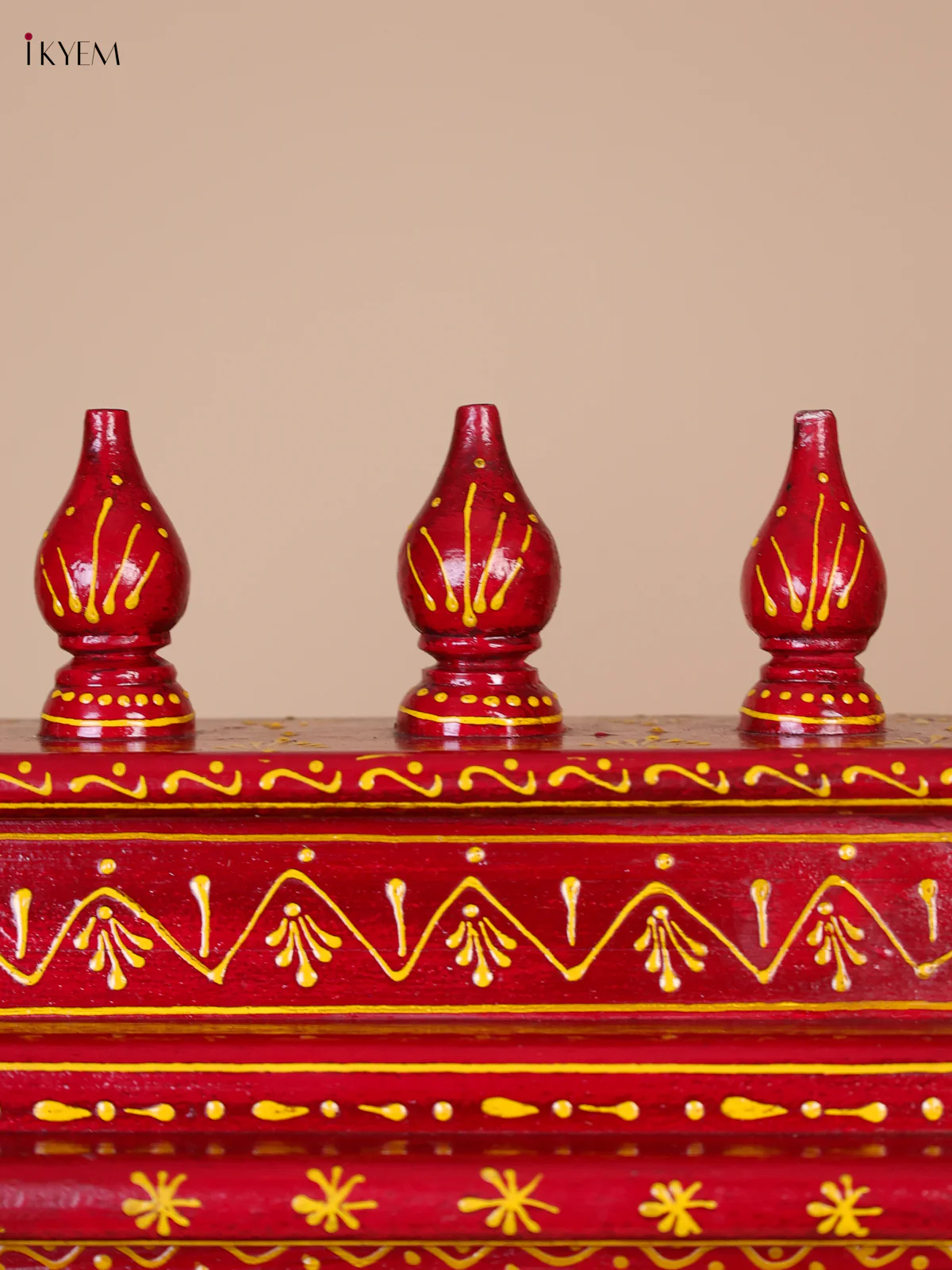 Wooden Handpainted Ornament Displays 12 Rectangle Boxes - Red-KEE02027 - Image 2