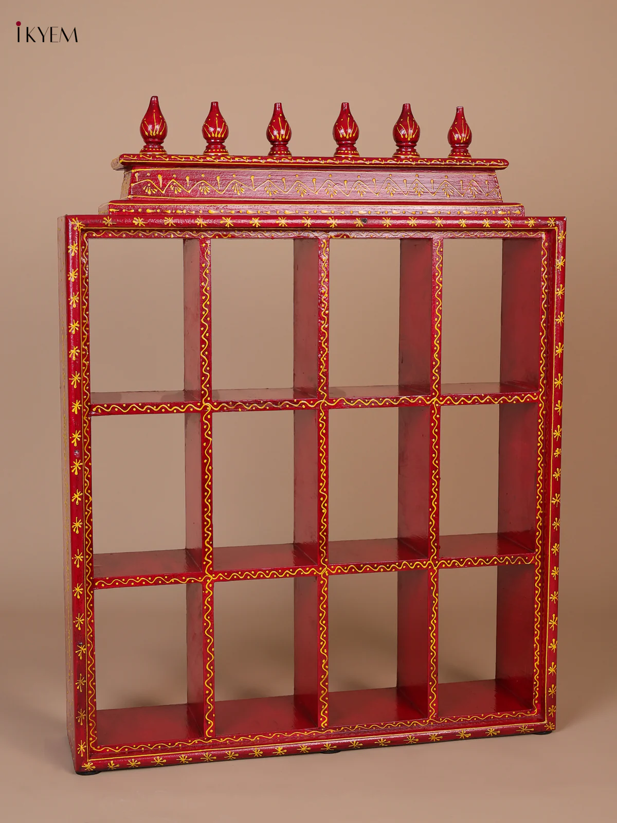 Wooden Handpainted Ornament Displays 12 Rectangle Boxes - Red-KEE02027 - Image 5