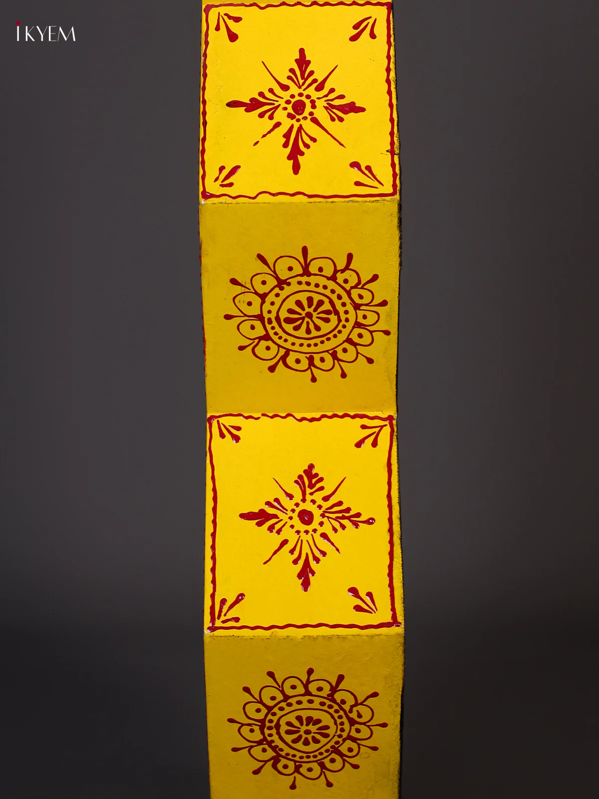 Wooden Handipainted Wall Shelf 10 Octagon boxes - Yellow-KEE02035 - Image 4