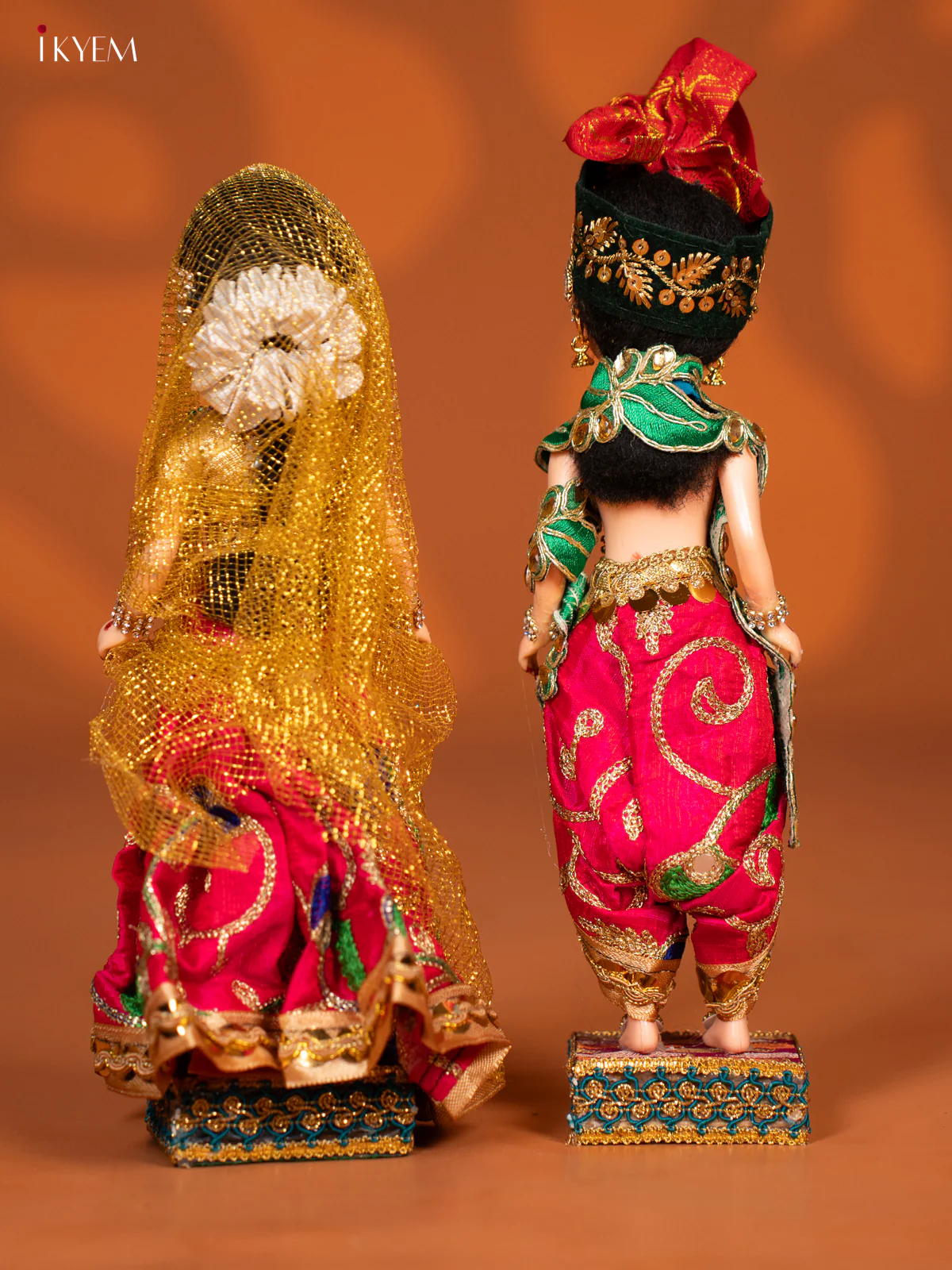 Radhe Krishna Couple - Golu Display Doll - Pink & Green - KF04116 - Image 3