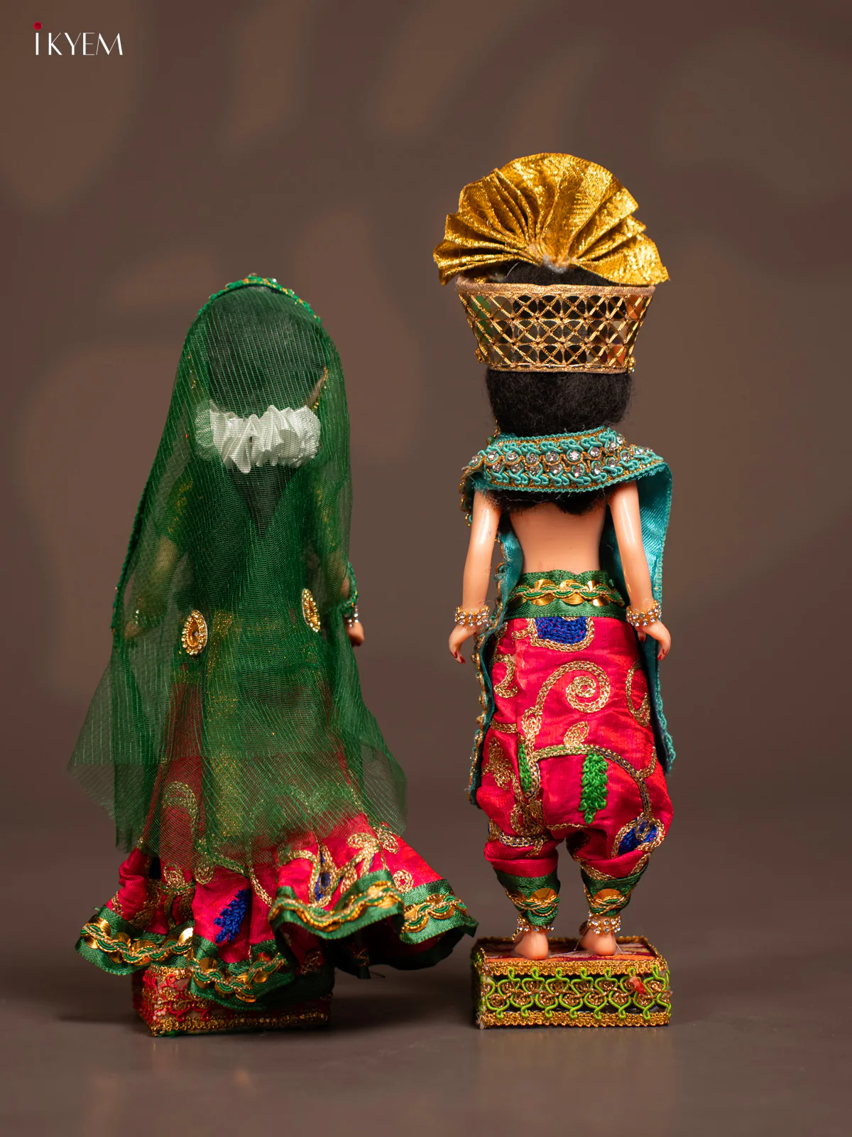 Radhe Krishna Couple - Golu Display Doll - Pink & Green - KF04117 - Image 3
