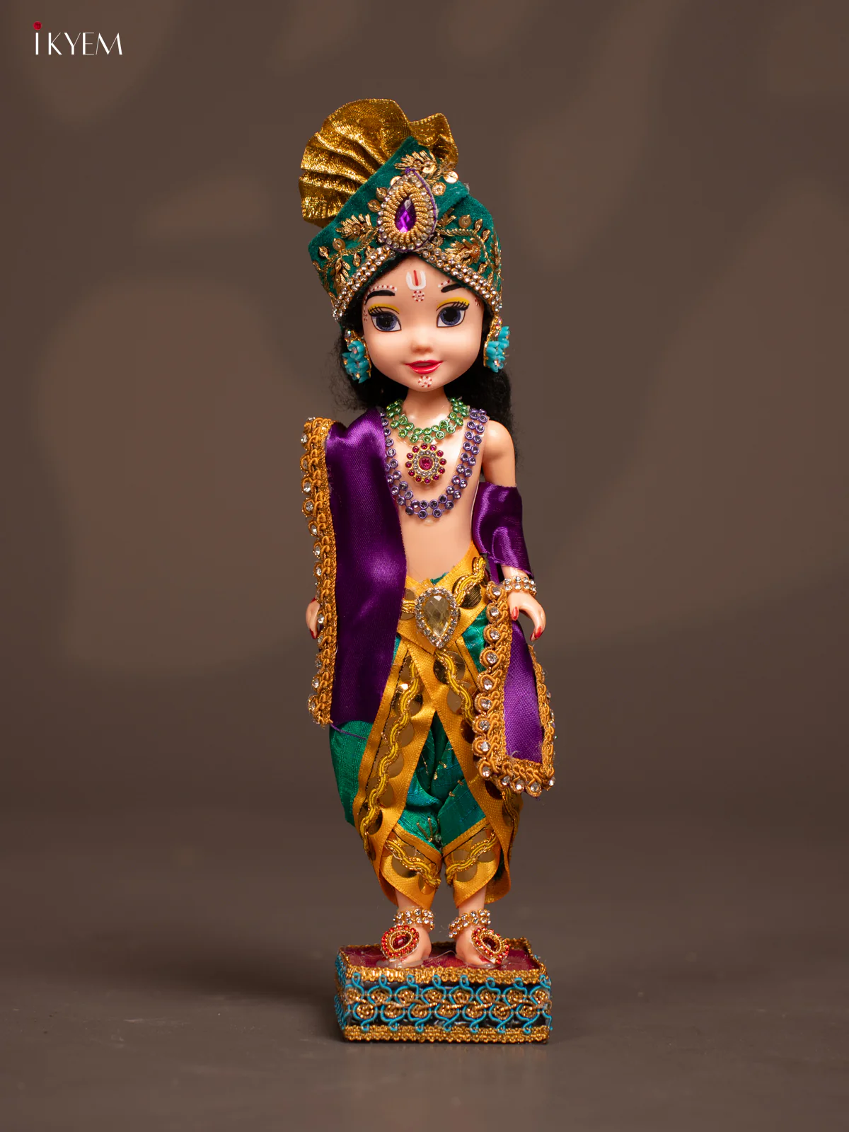 Radha Krishna Couple - Golu Display Doll - Yellow & Green - KF04121 - Image 5