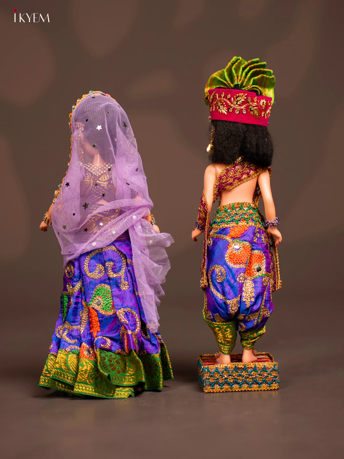 Radha Krishna Couple - Golu Display Doll - Purple & Green - KF04123 - Image 4