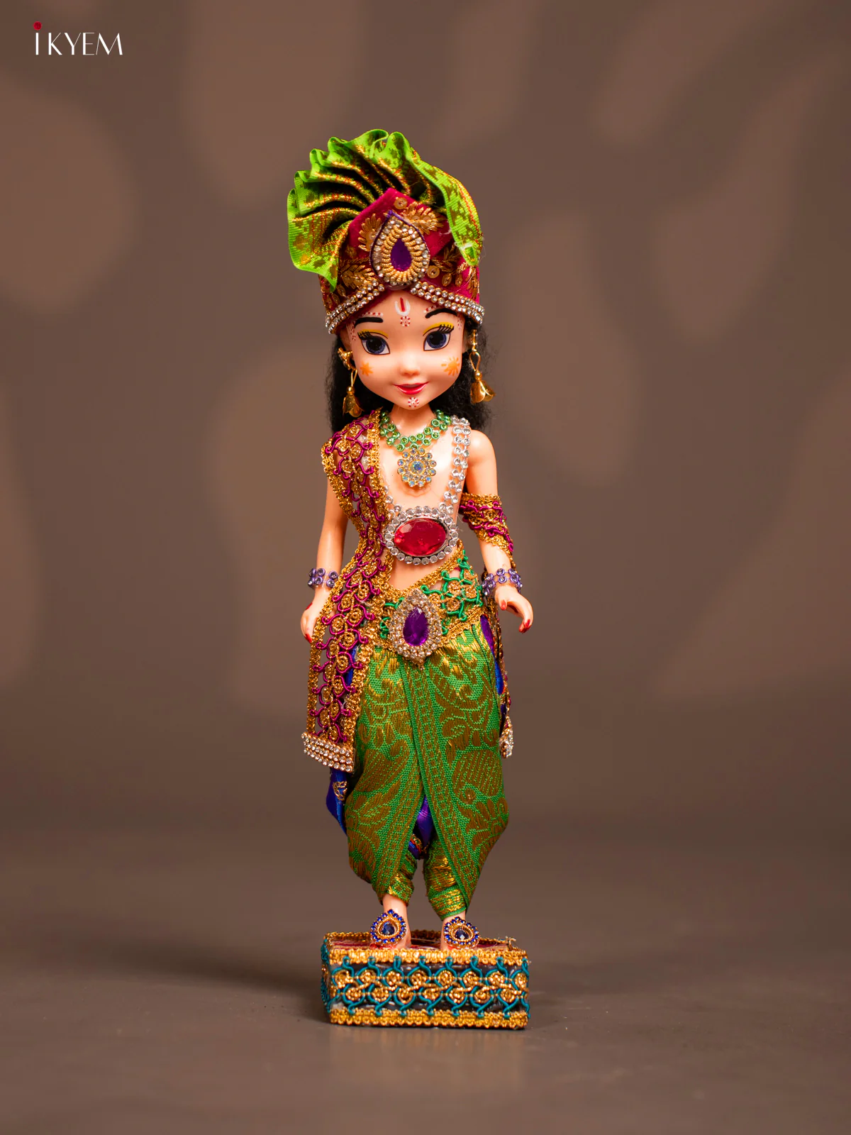 Radha Krishna Couple - Golu Display Doll - Purple & Green - KF04123 - Image 6