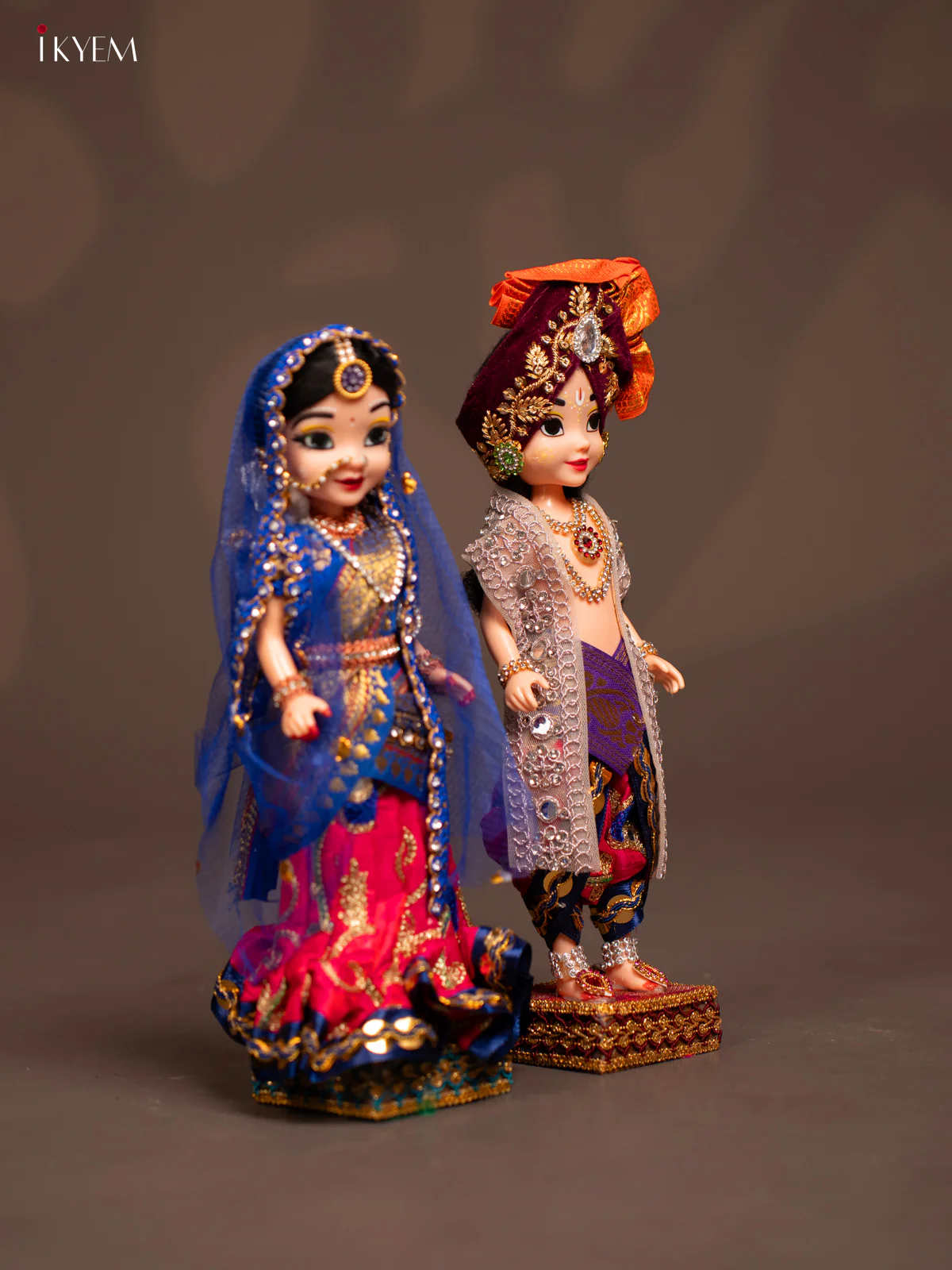 Radha Krishna Couple - Golu Display Doll - Pink & Blue - KF04125 - Image 2
