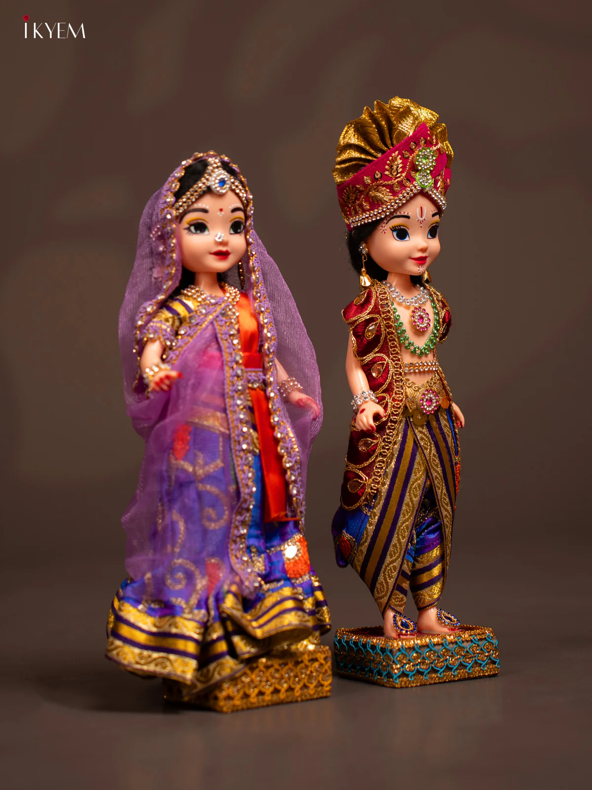 Radha Krishna Couple - Golu Display Doll - Red & Violet - KF04128 - Image 2