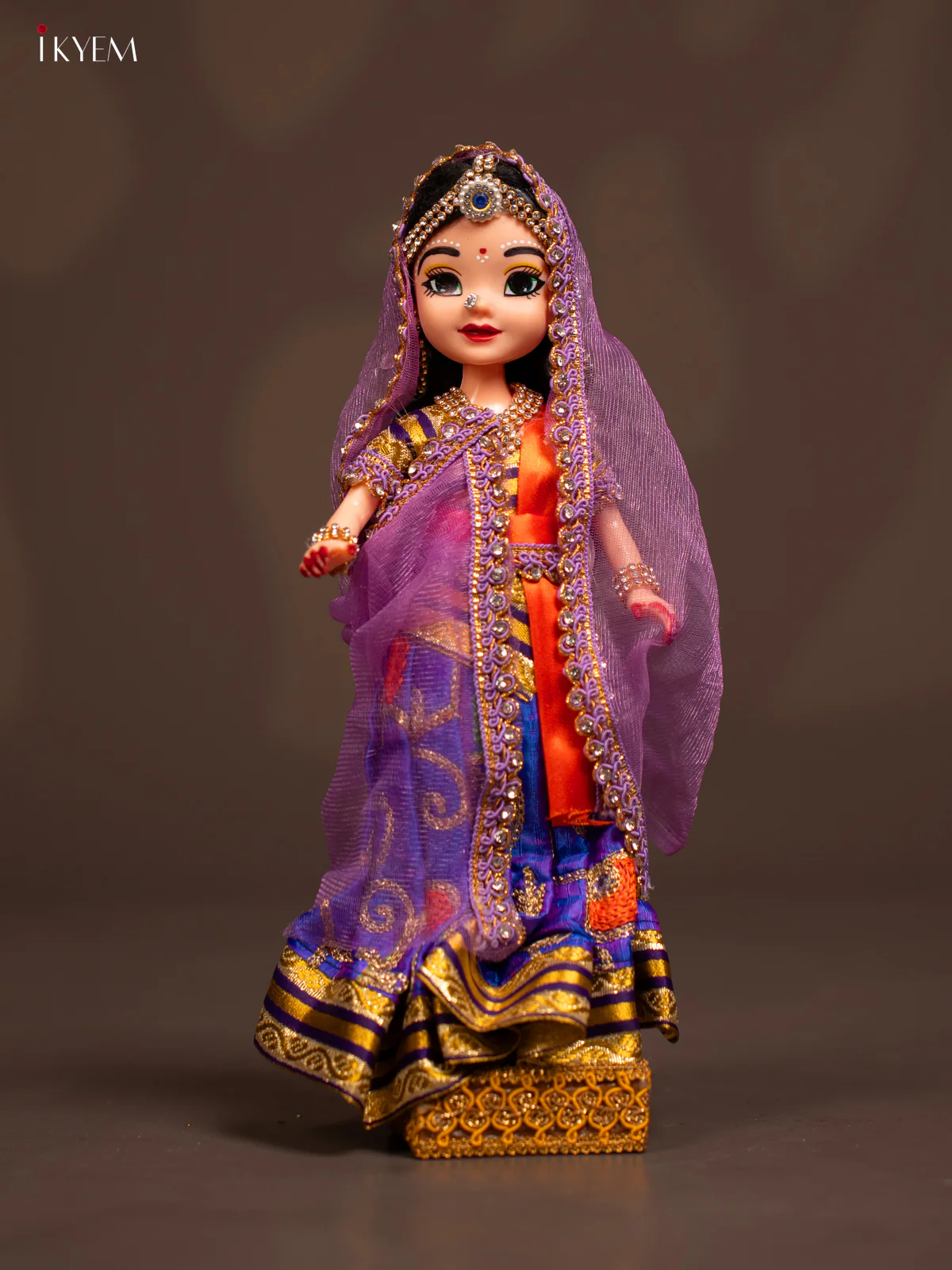 Radha Krishna Couple - Golu Display Doll - Red & Violet - KF04128 - Image 4