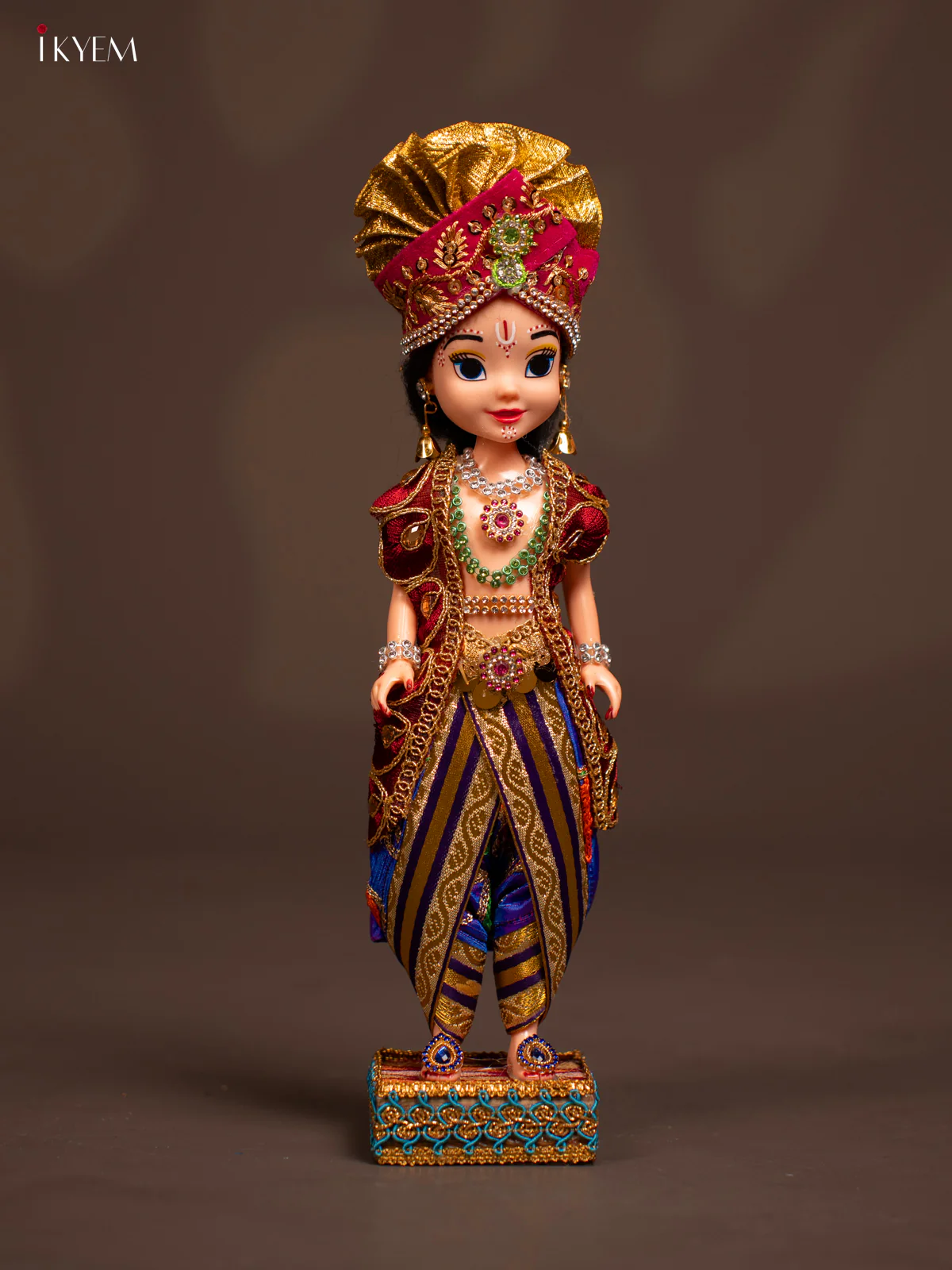 Radha Krishna Couple - Golu Display Doll - Red & Violet - KF04128 - Image 5