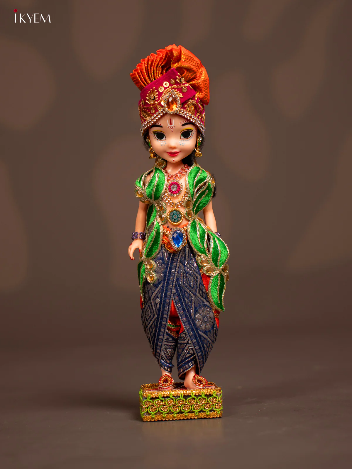 Radha Krishna Couple - Golu Display Doll - Blue & orange - KF04129 - Image 5