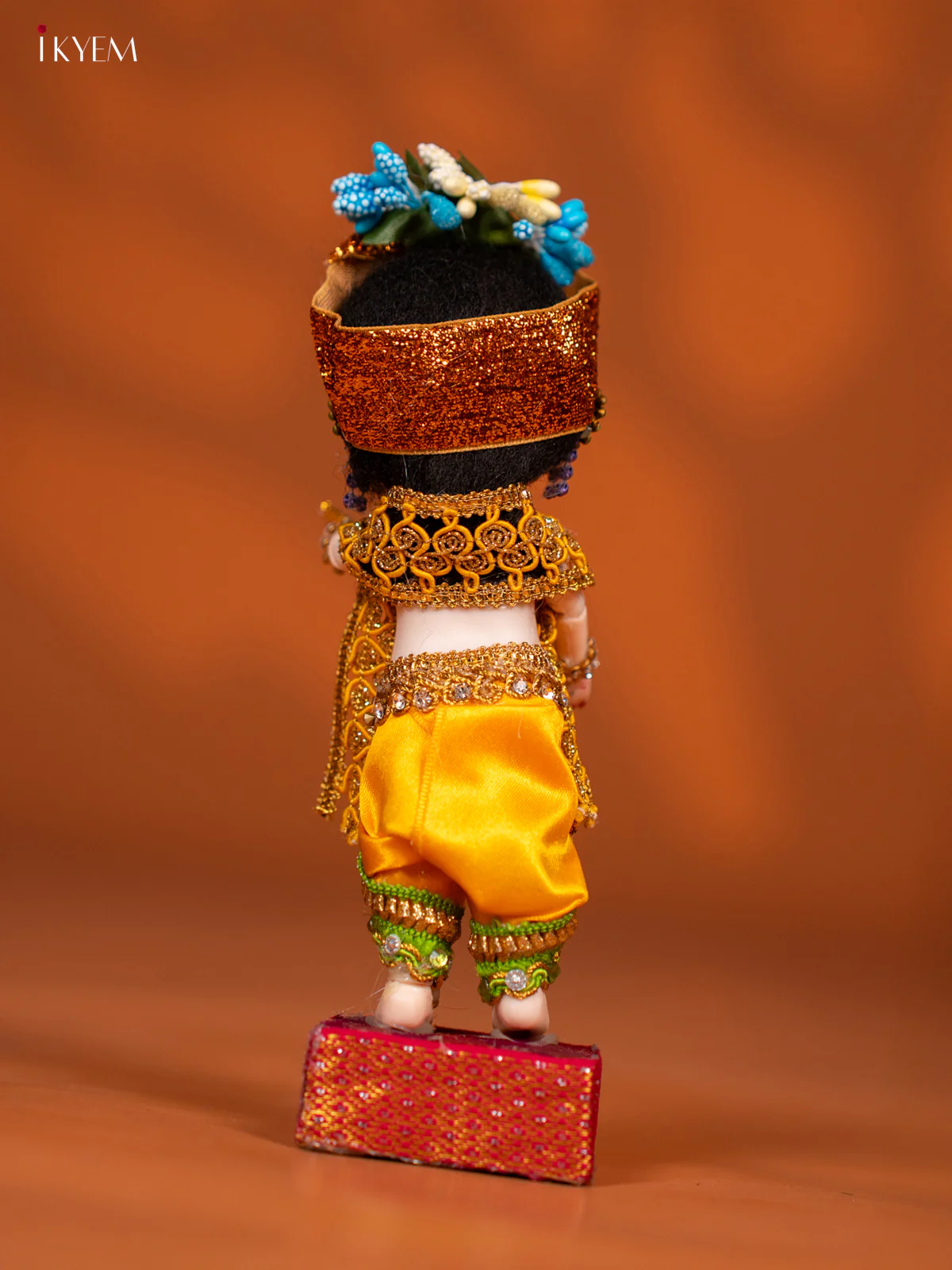 Baby Krishna with Flute - Golu Display Doll - Yellow & Green - KF04137 - Image 4