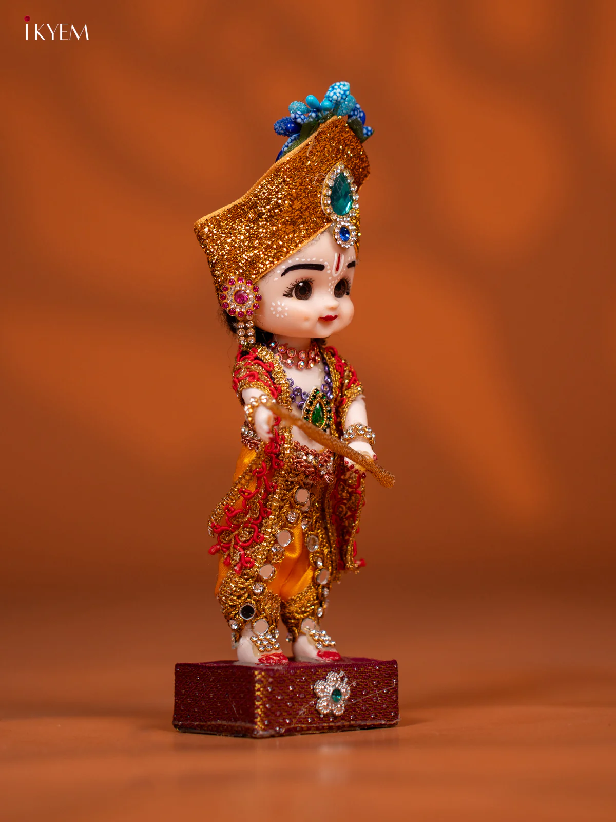 Baby Krishna with Flute - Golu Display Doll - Yellow & Red - KF04138 - Image 3