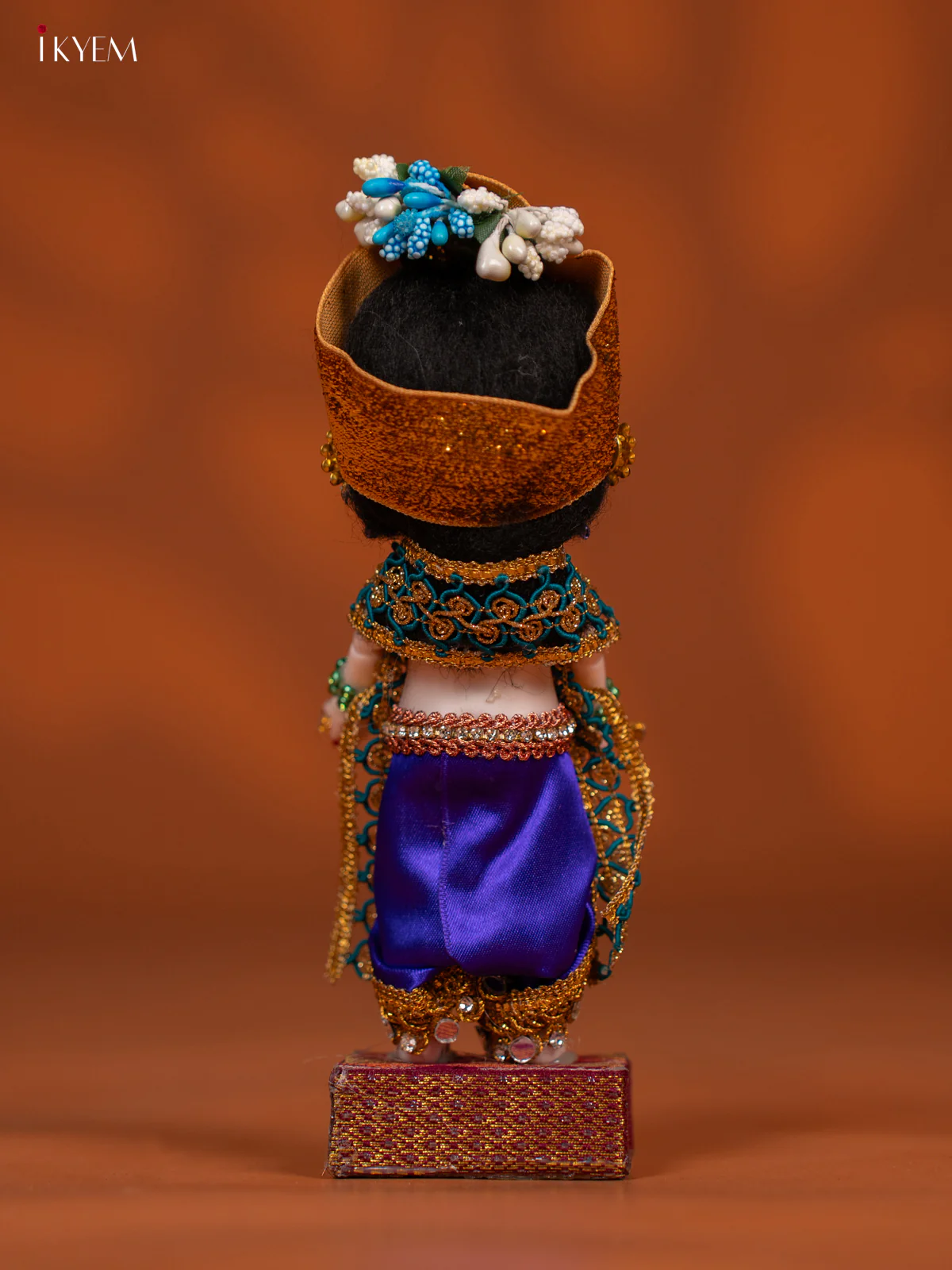 Baby Krishna with Flute - Golu Display Doll - Purple & Green - KF04140 - Image 4