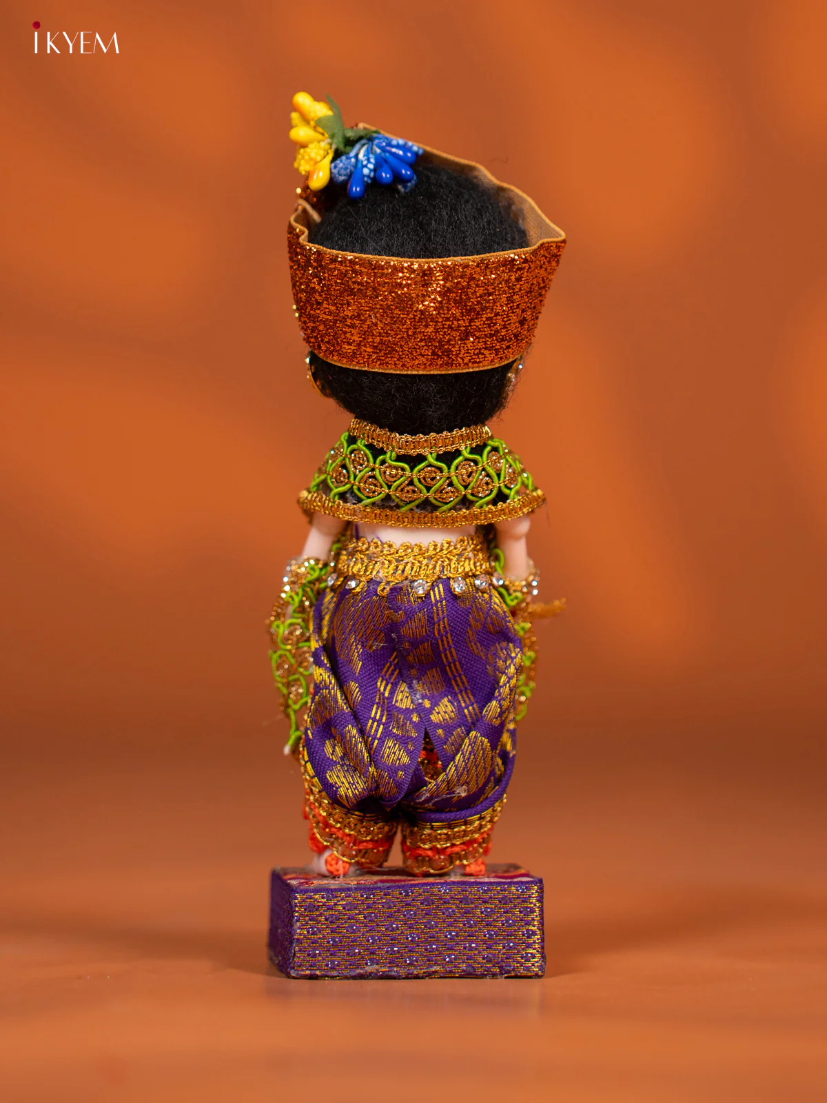 Baby Krishna with Flute - Golu Display Doll - Purple & Green - KF04141 - Image 4