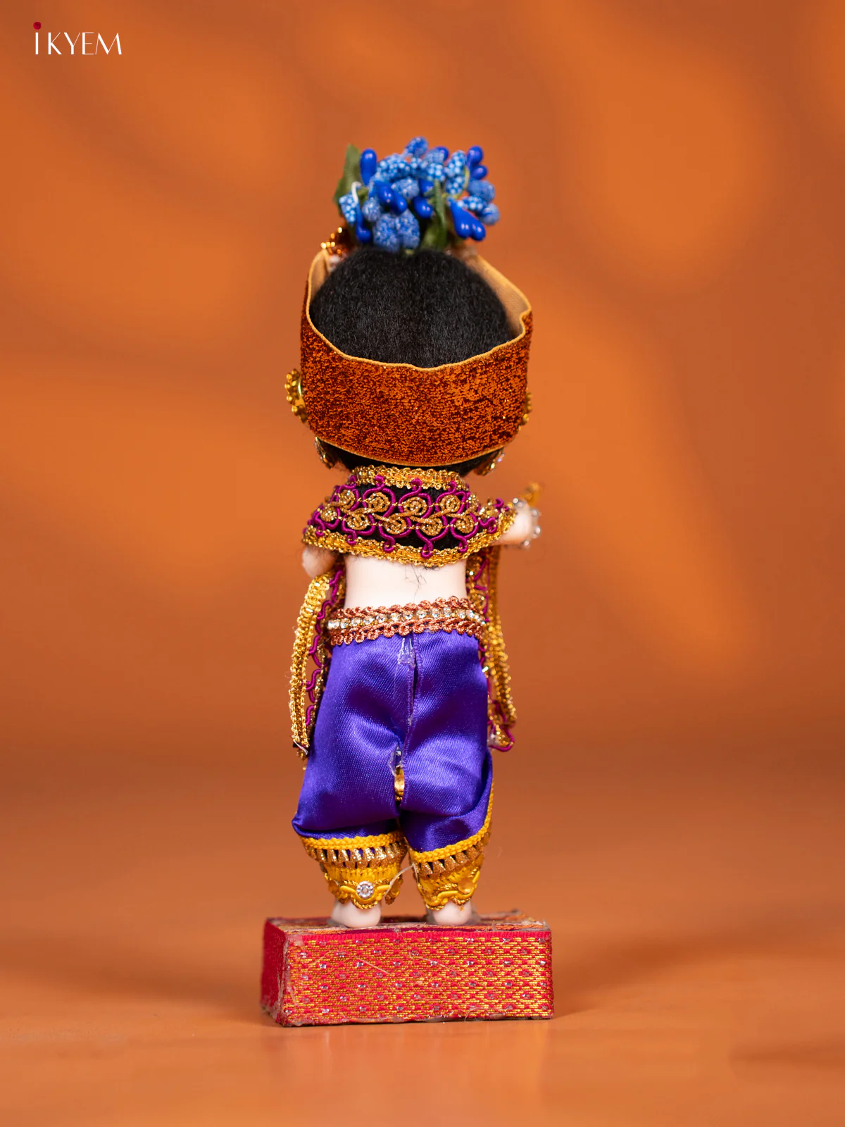 Baby Krishna with Flute - Golu Display Doll - Purple & Yellow - KF04142 - Image 4
