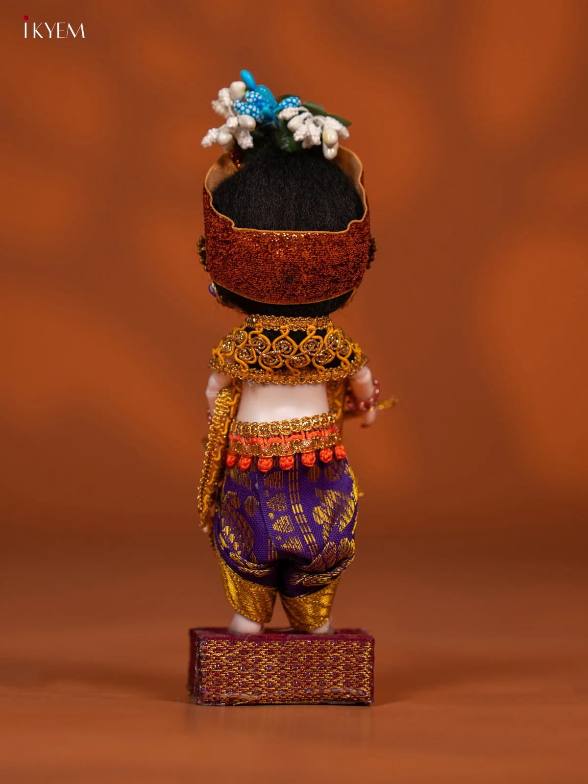 Baby Krishna with Flute - Golu Display Doll - Purple & Yellow - KF04143 - Image 4
