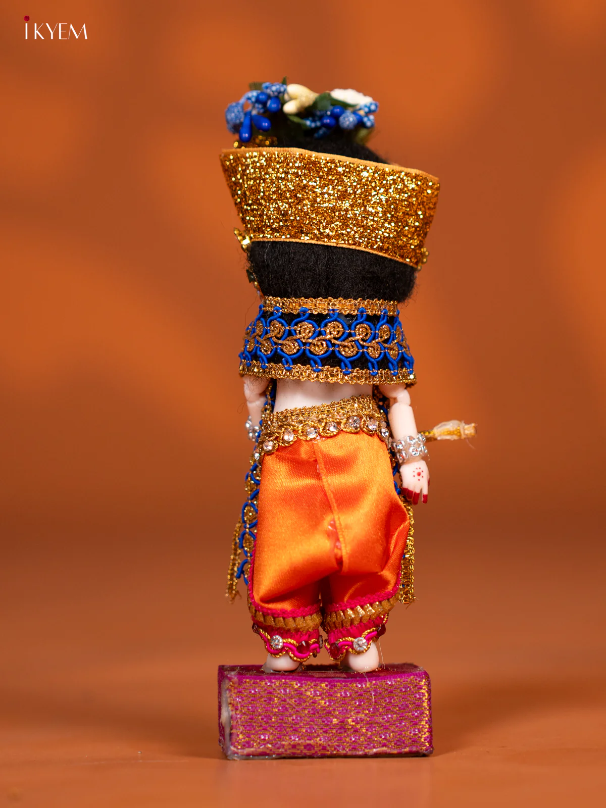 Baby Krishna with Flute - Golu Display Doll - Blue & Orange - KF04149 - Image 4