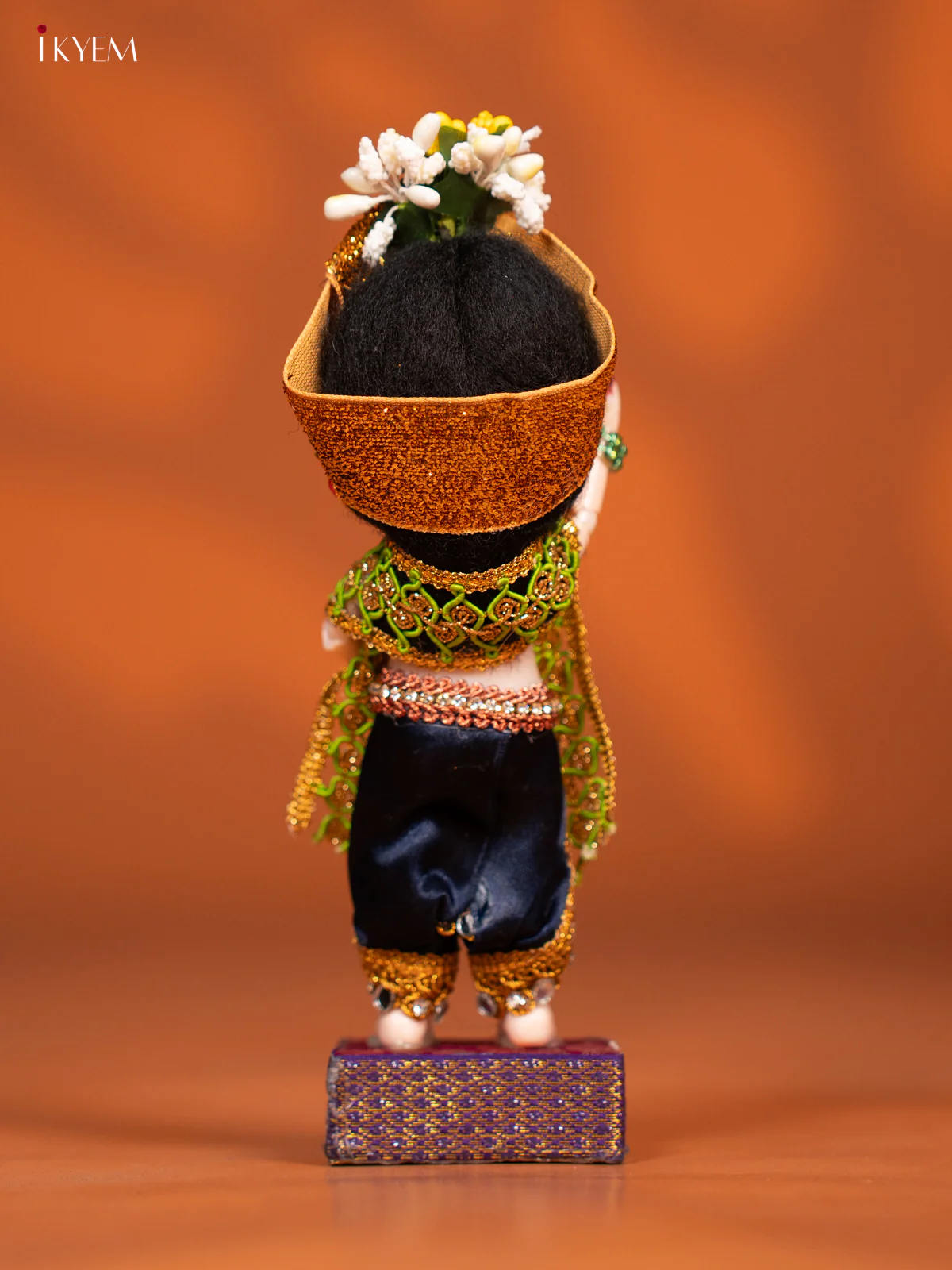 Baby Krishna with Flute - Golu Display Doll - Navy Blue & Green - KF04151 - Image 4
