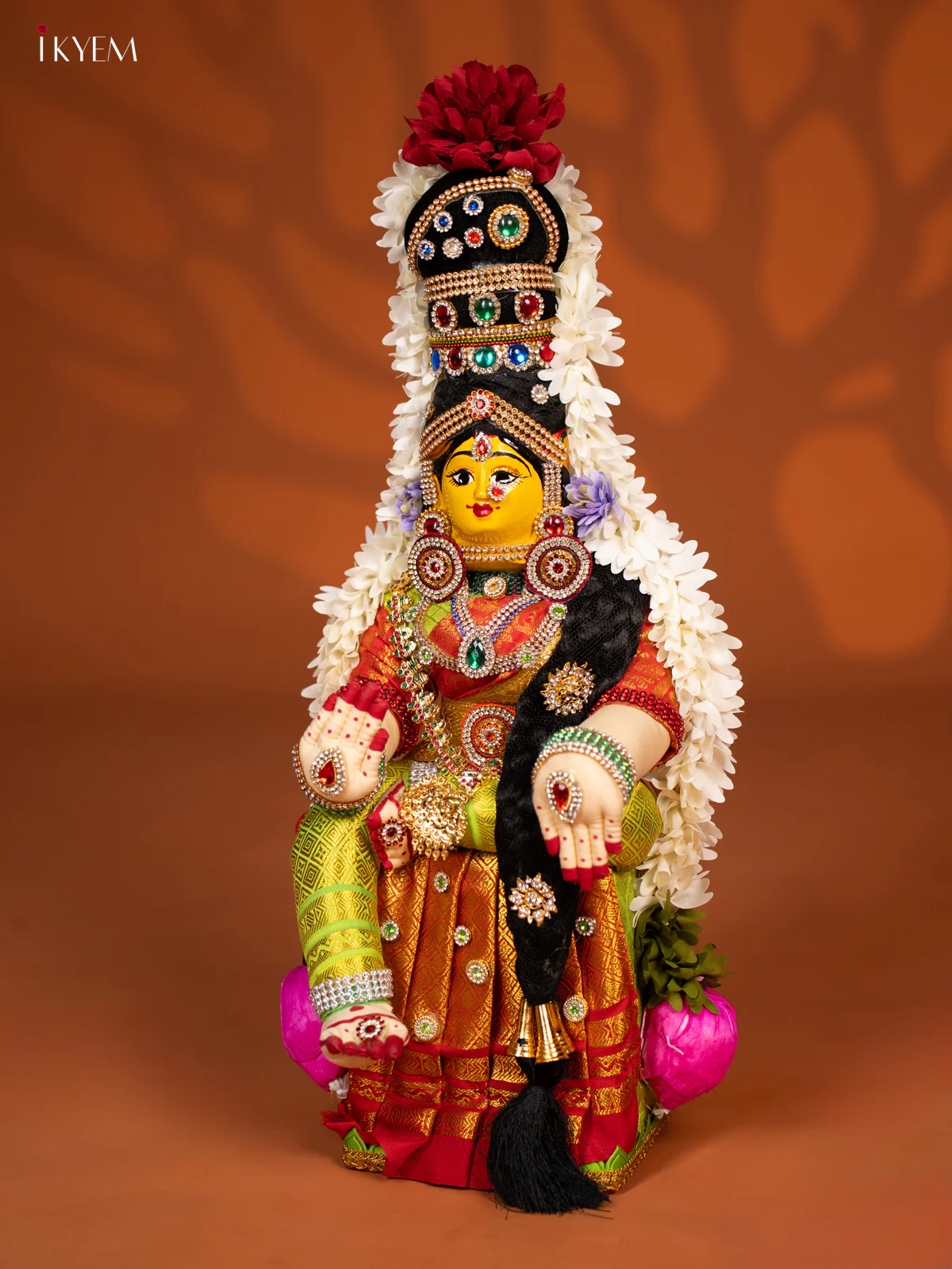Varamahalakshmi Doll - 18 Inch - Big - Orange & Green - KF04166 - Image 2