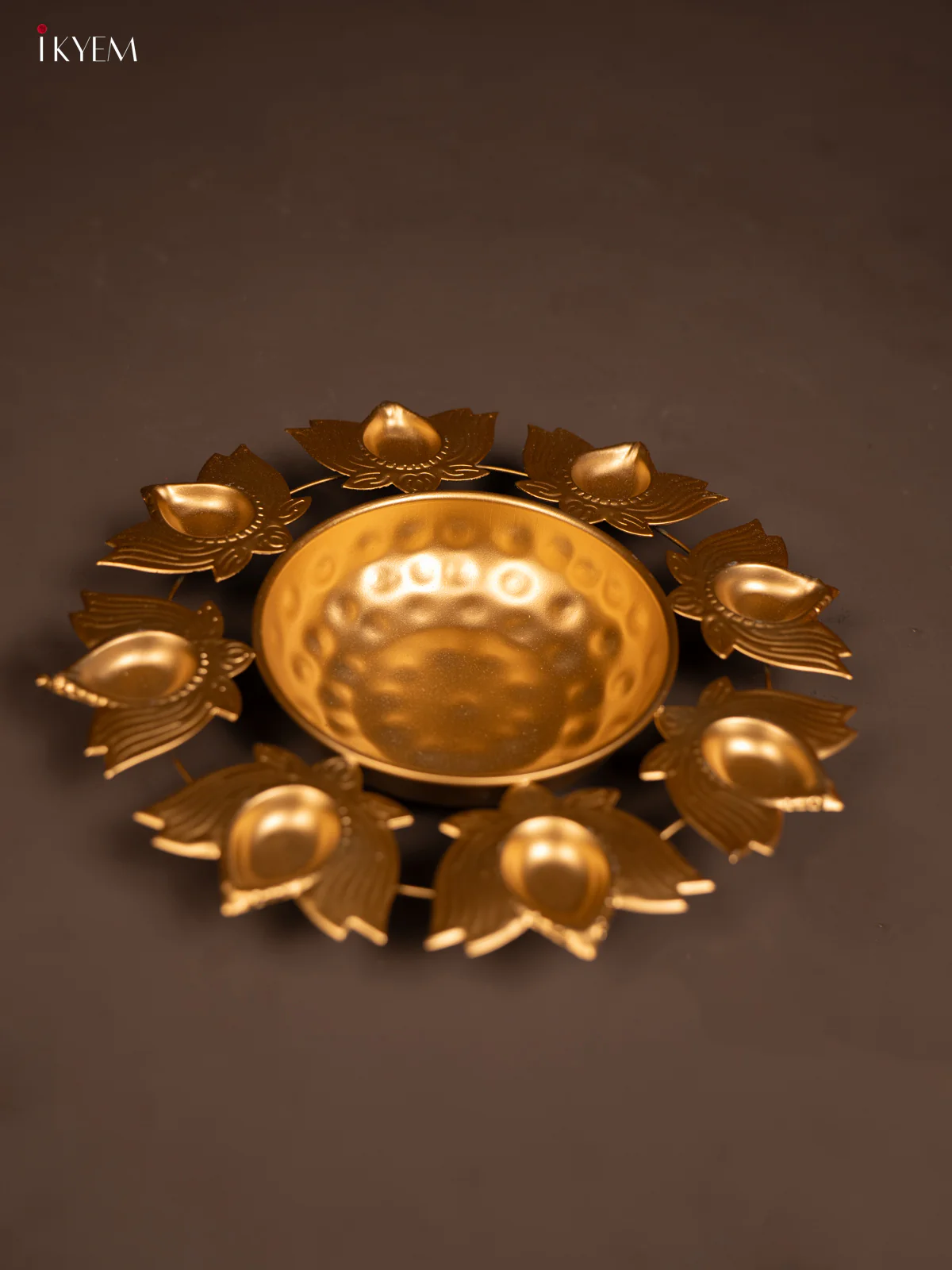 Metal lotus Diya Small Urli - KF06126 - Image 2