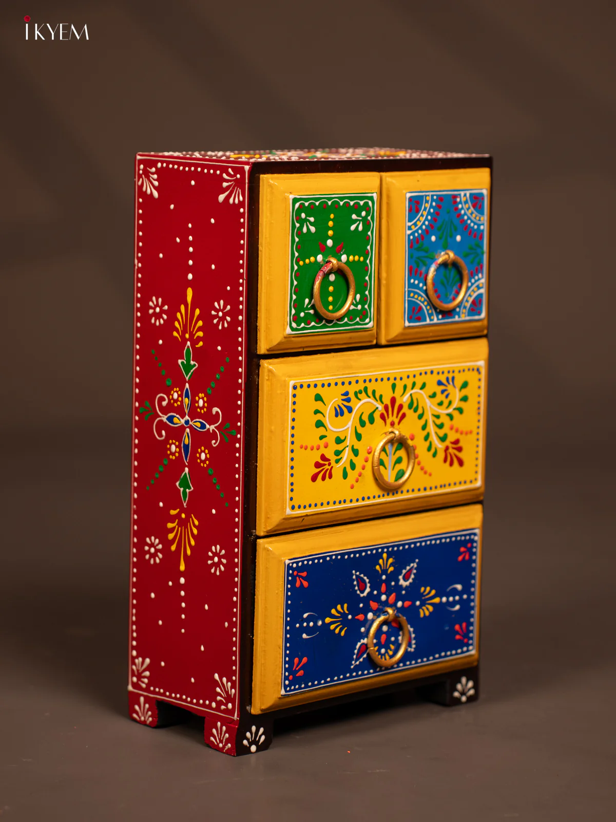 Hand-Painted Wooden Chest of 4 Drawers - 12 Inch - KF07114 - Image 3