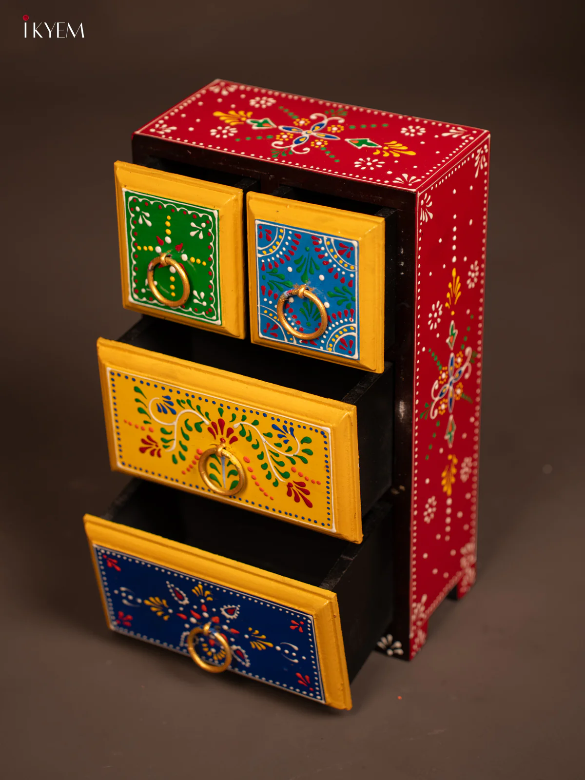 Hand-Painted Wooden Chest of 4 Drawers - 12 Inch - KF07114 - Image 5