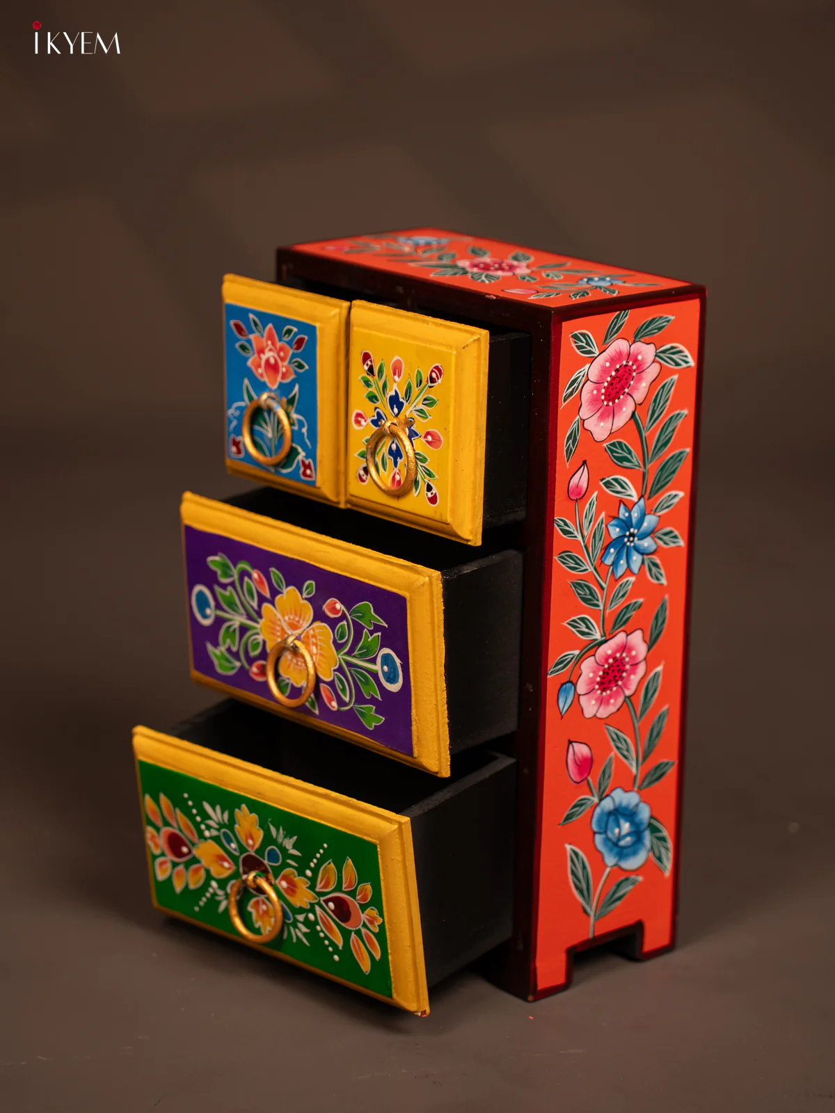 Hand-Painted Wooden Chest of 4 Drawers - 12 Inch - KF07115 - Image 4
